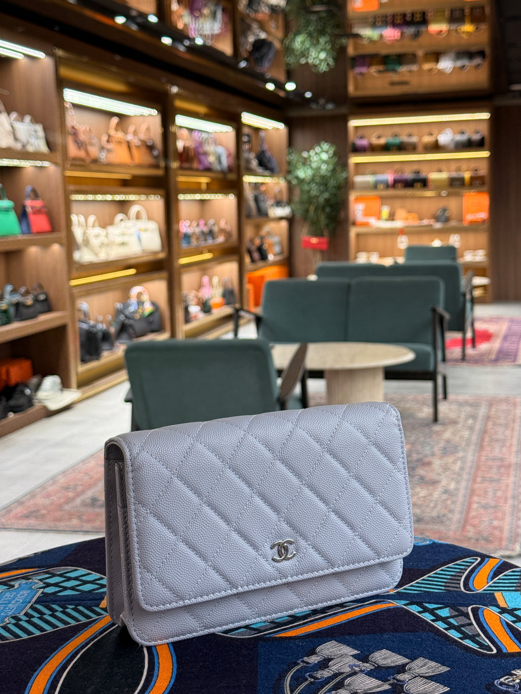 Chanel | Wallet on Chain (20) – Caviar – Grey – Silver Hardware