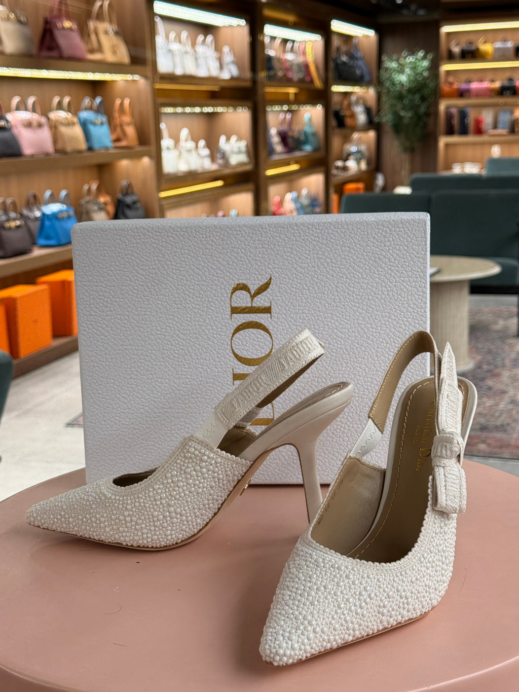 Dior | J'Adior Pump – Fabric – White – Gold Hardware