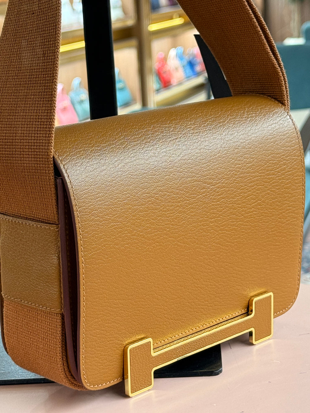 Hermes | Herbag Geta – Leather – Brown – Gold Hardware