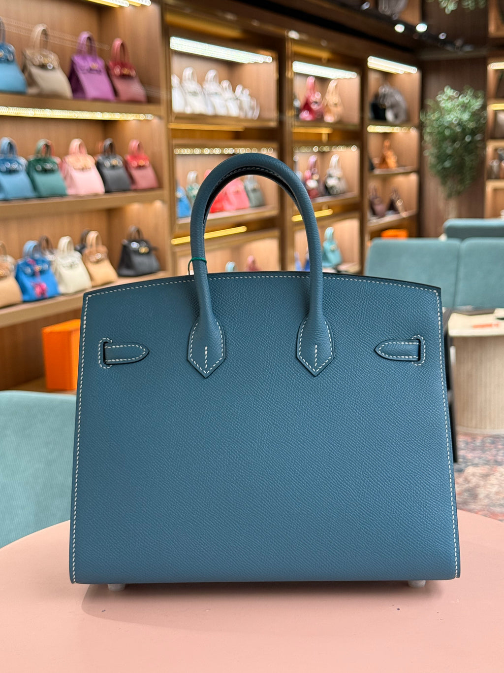 Hermes | Kelly (25) – Epsom – Bleu Brume – Palladium Hardware