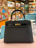Hermes | Kelly (25) – Epsom – Noir – Gold Hardware