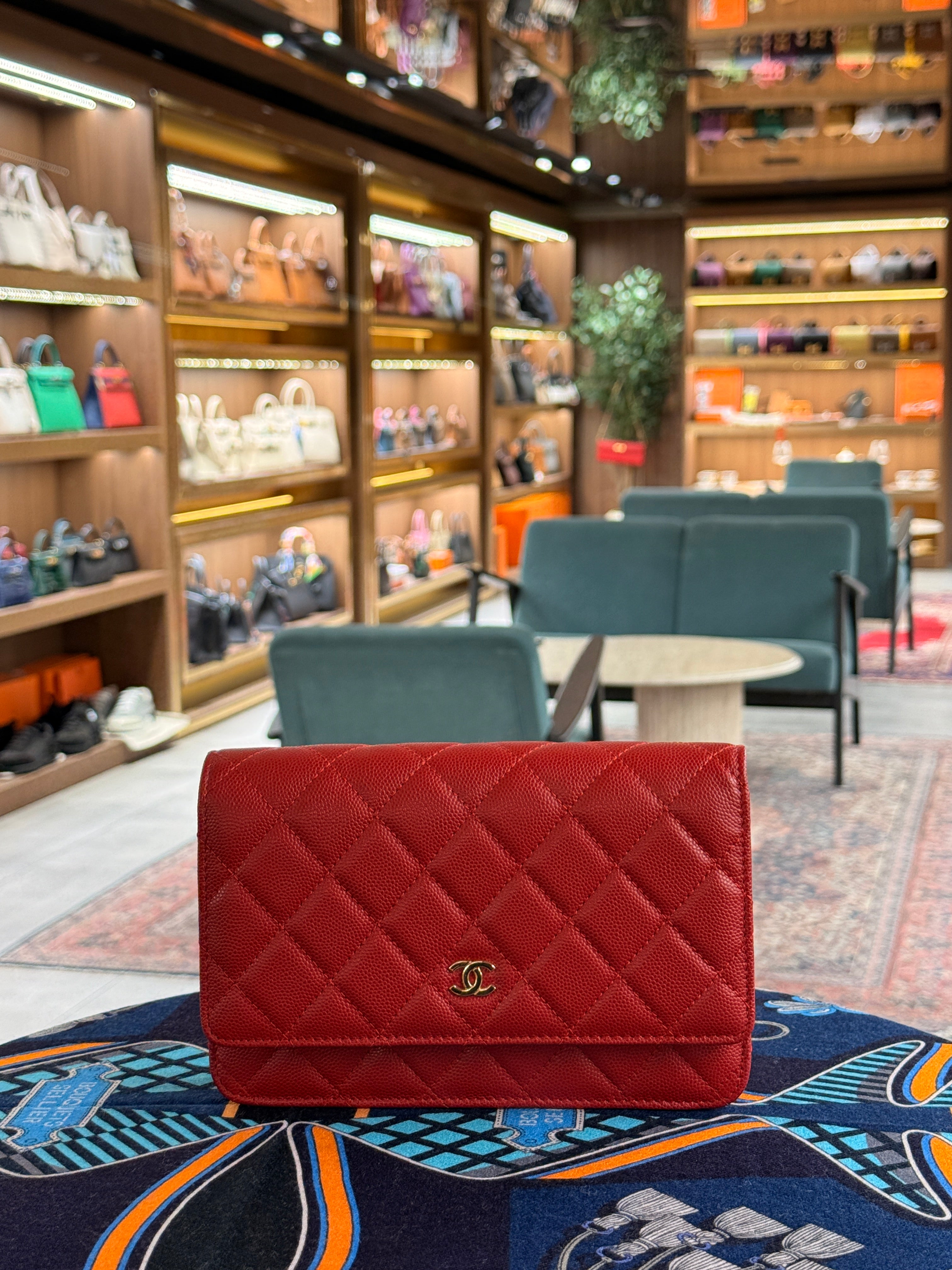 Chanel | Wallet on Chain (20) – Caviar – Red – Gold Hardware