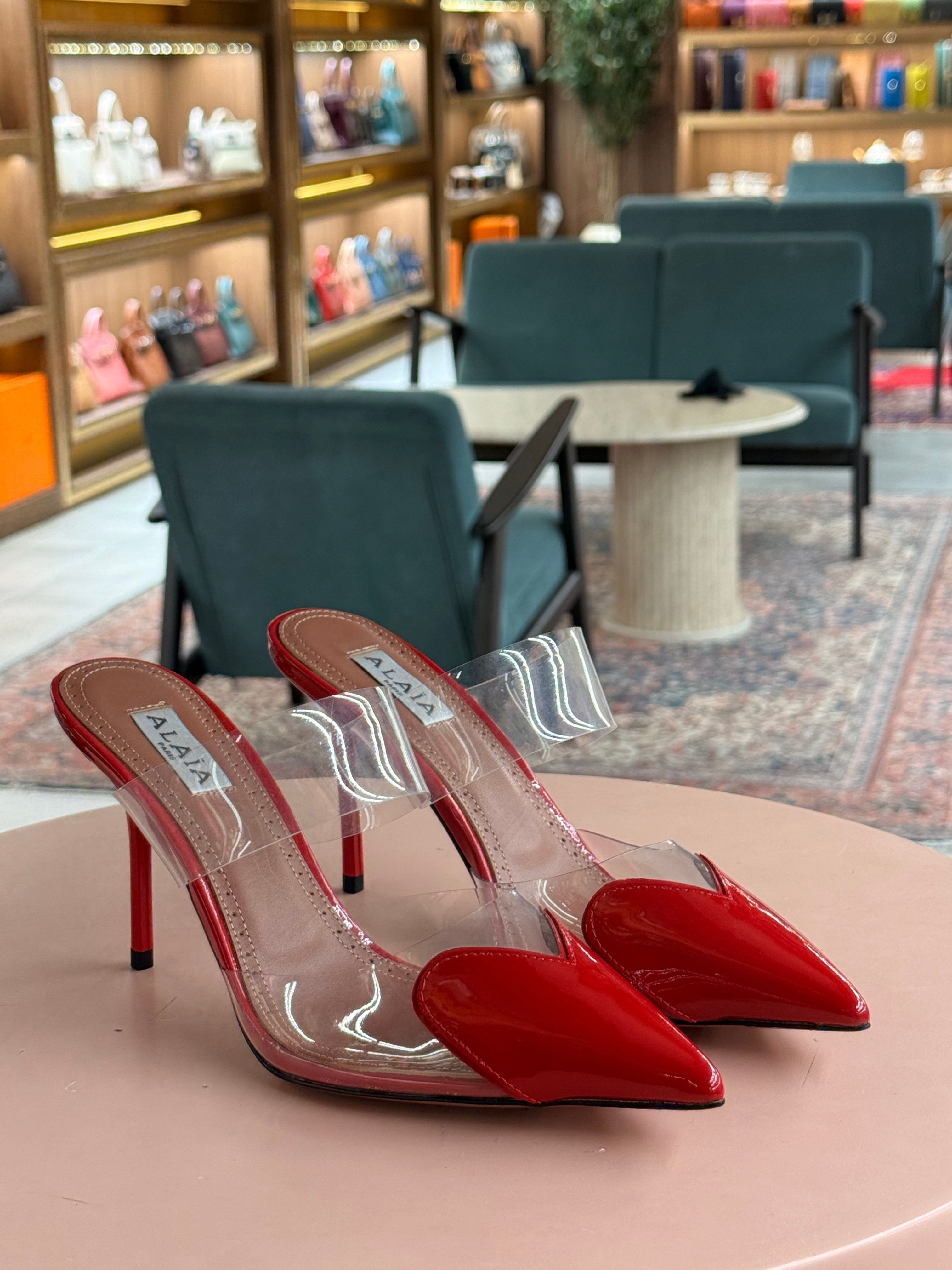 Alaïa | Mules in Patent Leather – Patent Leather – Red – Silver Hardware