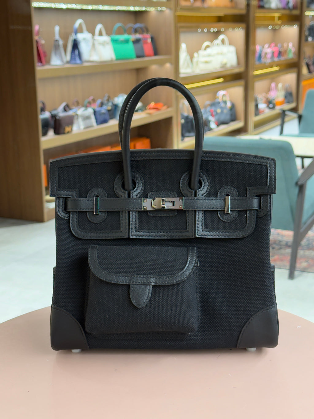 Hermes | Birkin (25) – Canvas – Black – Palladium Hardware