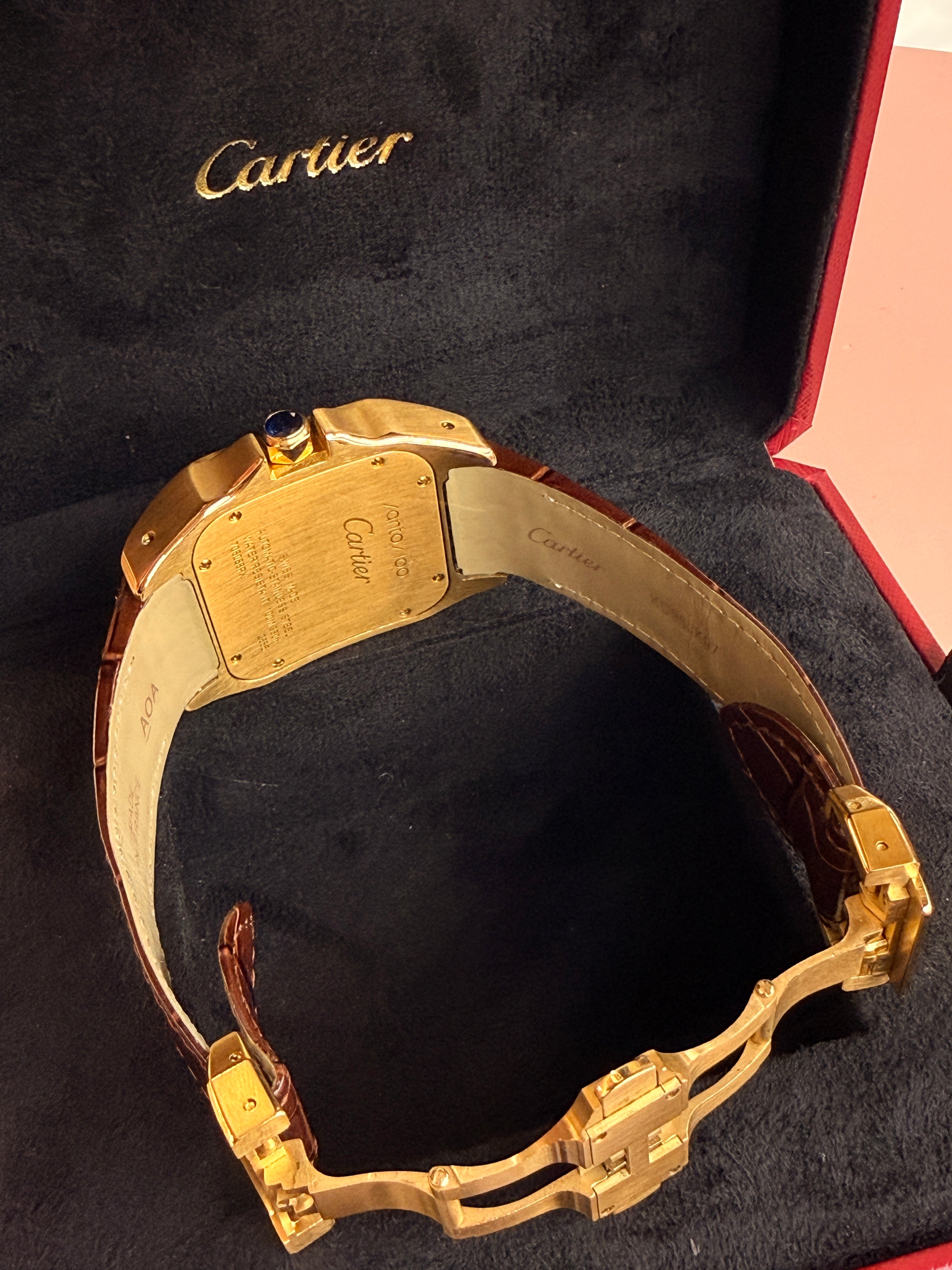Cartier | Santos Man Watch – Gold – Brown – Gold Hardware