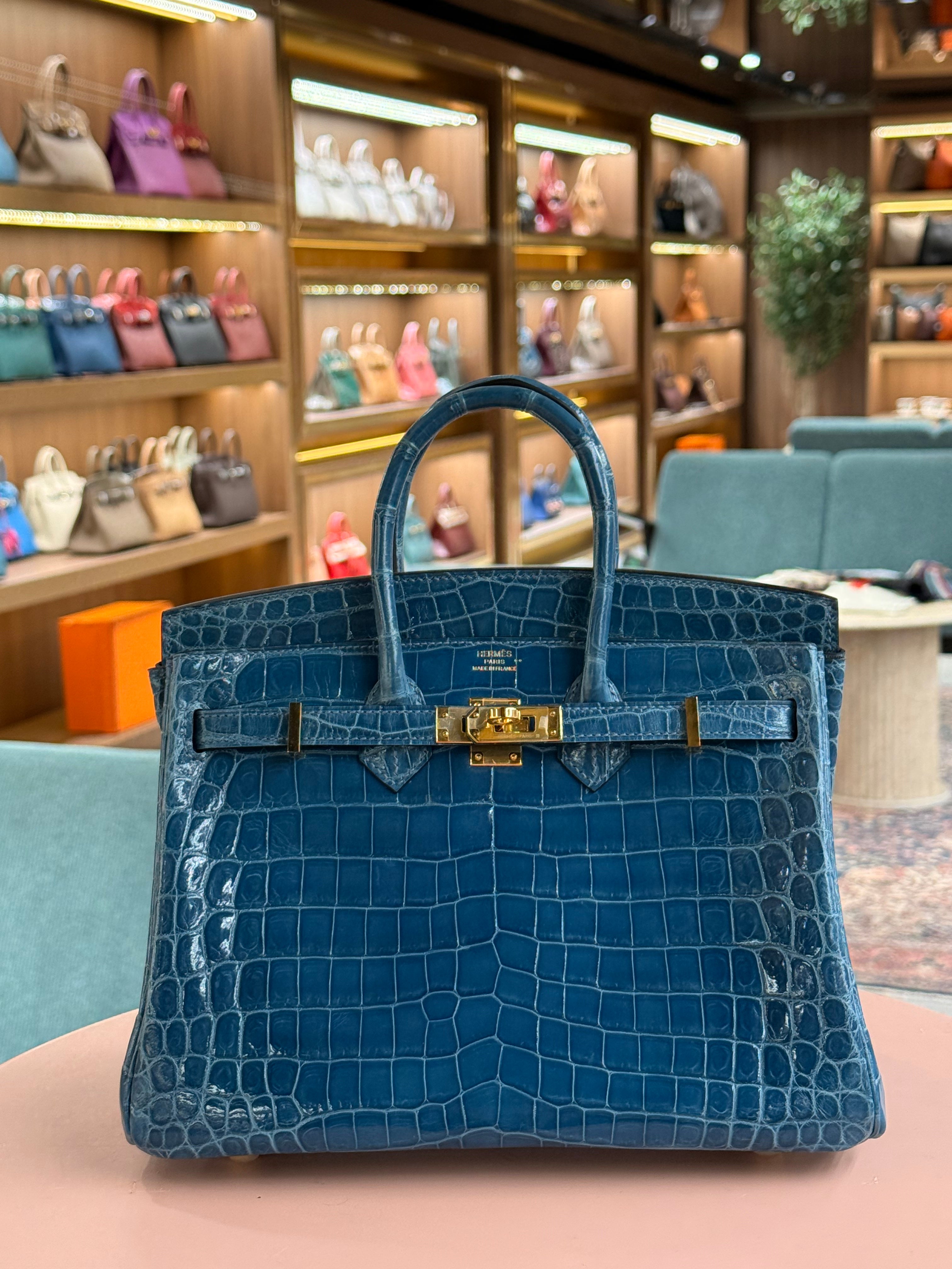 Hermes | Birkin (25) – Crocodile – Bleu Brume – Gold Hardware