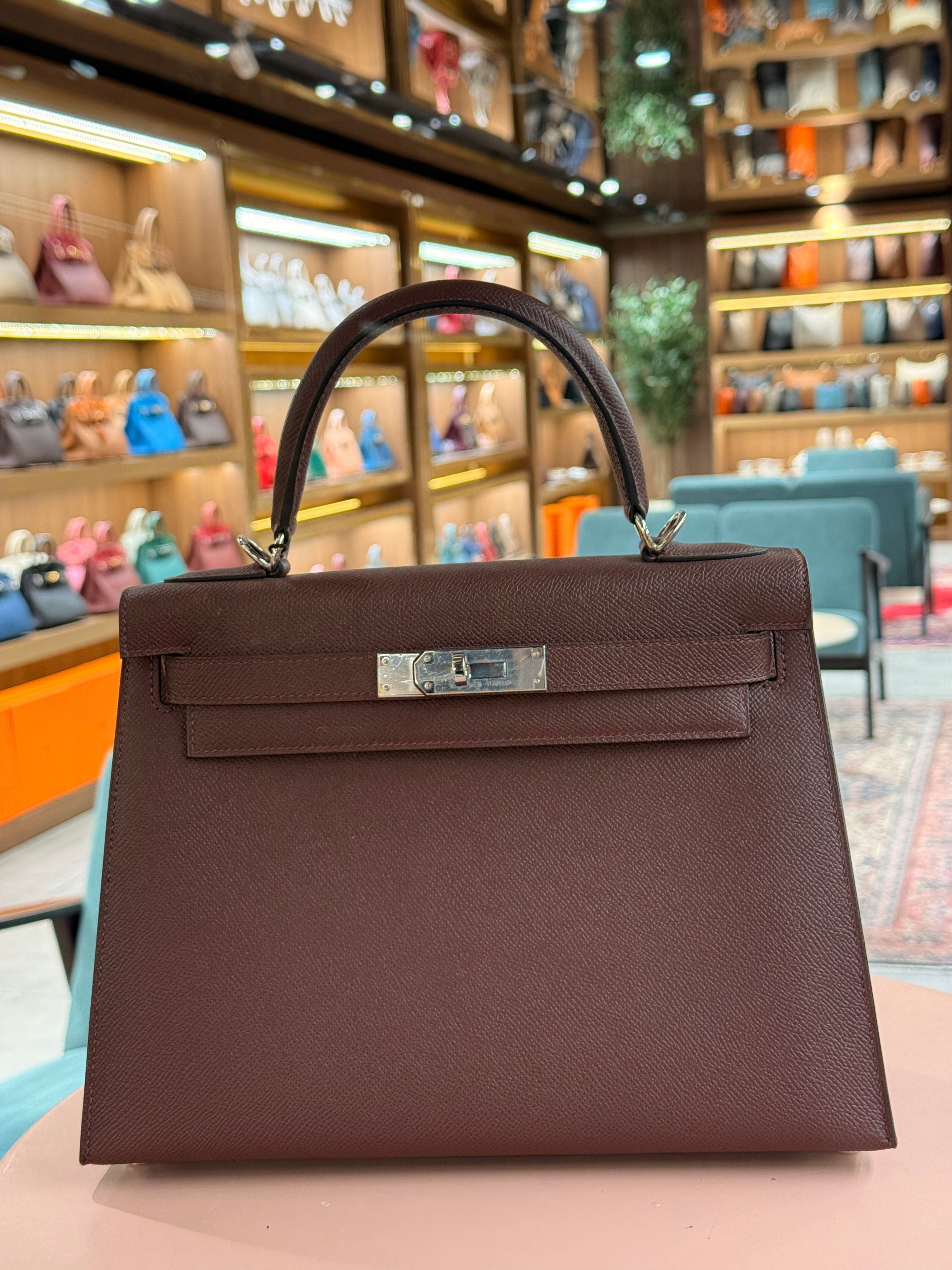 Hermes | Kelly (28) – Epsom – Bordeaux – Palladium Hardware