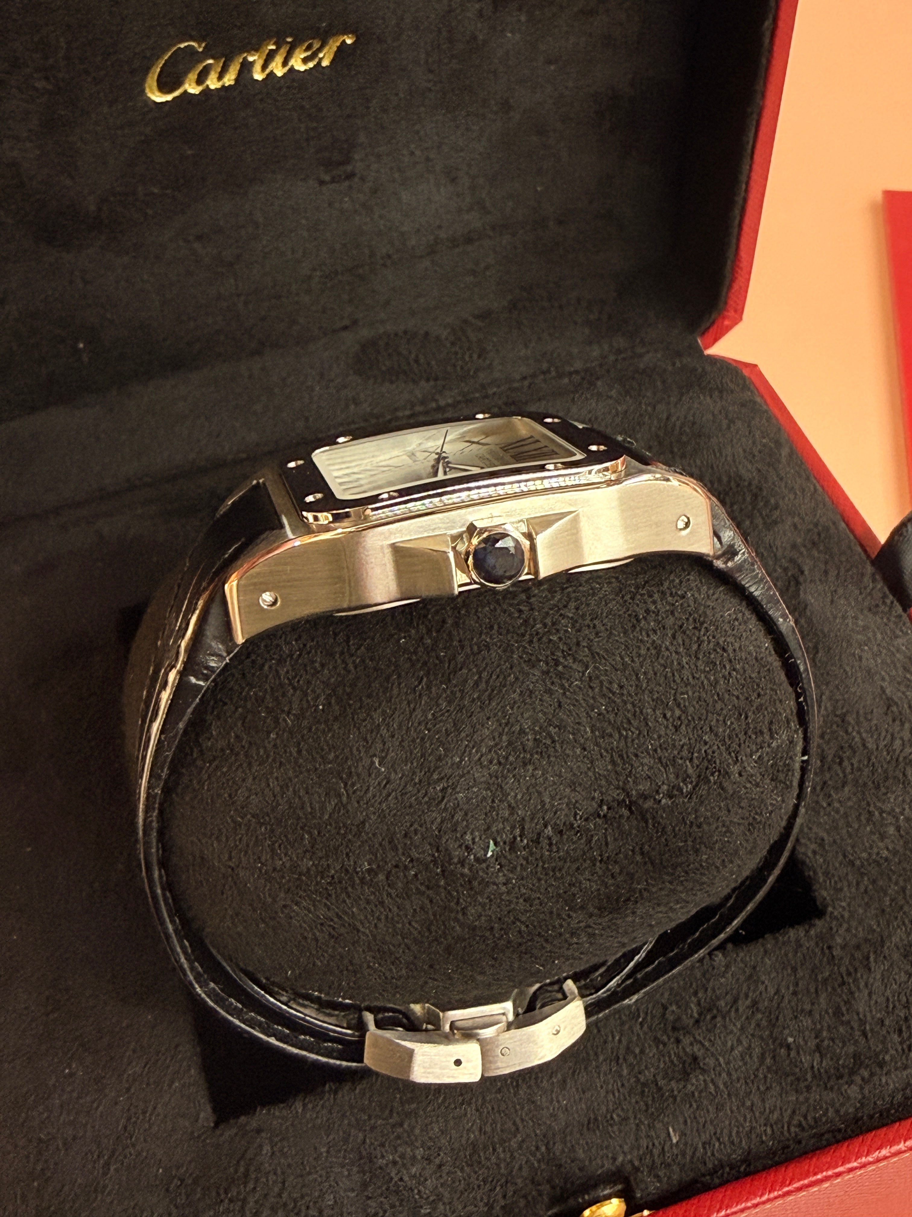Cartier | Santos Man Watch – Stainless Steel – Silver – Silver Hardware
