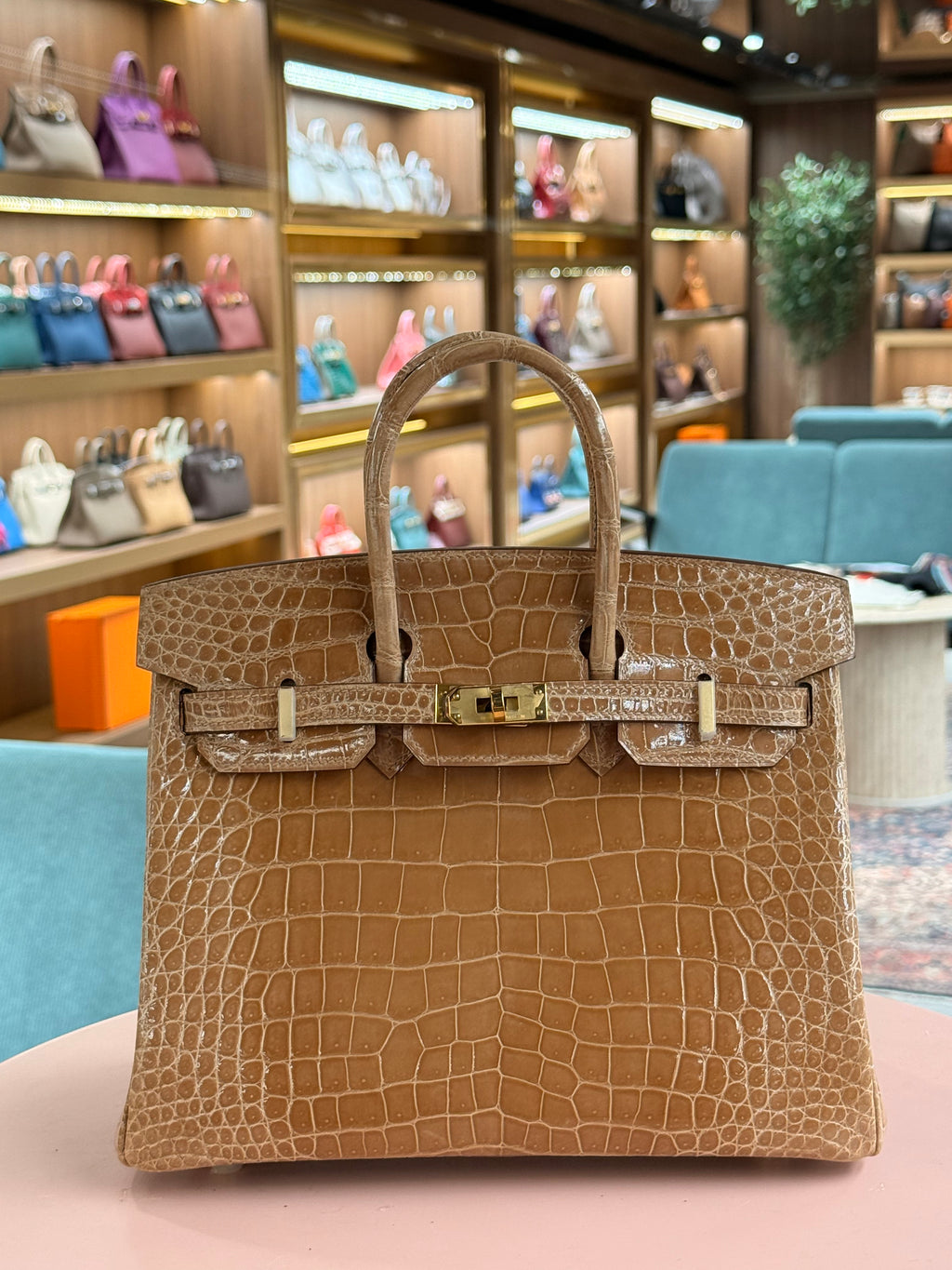 Hermes | Birkin (25) – Crocodile – Gold – Gold Hardware
