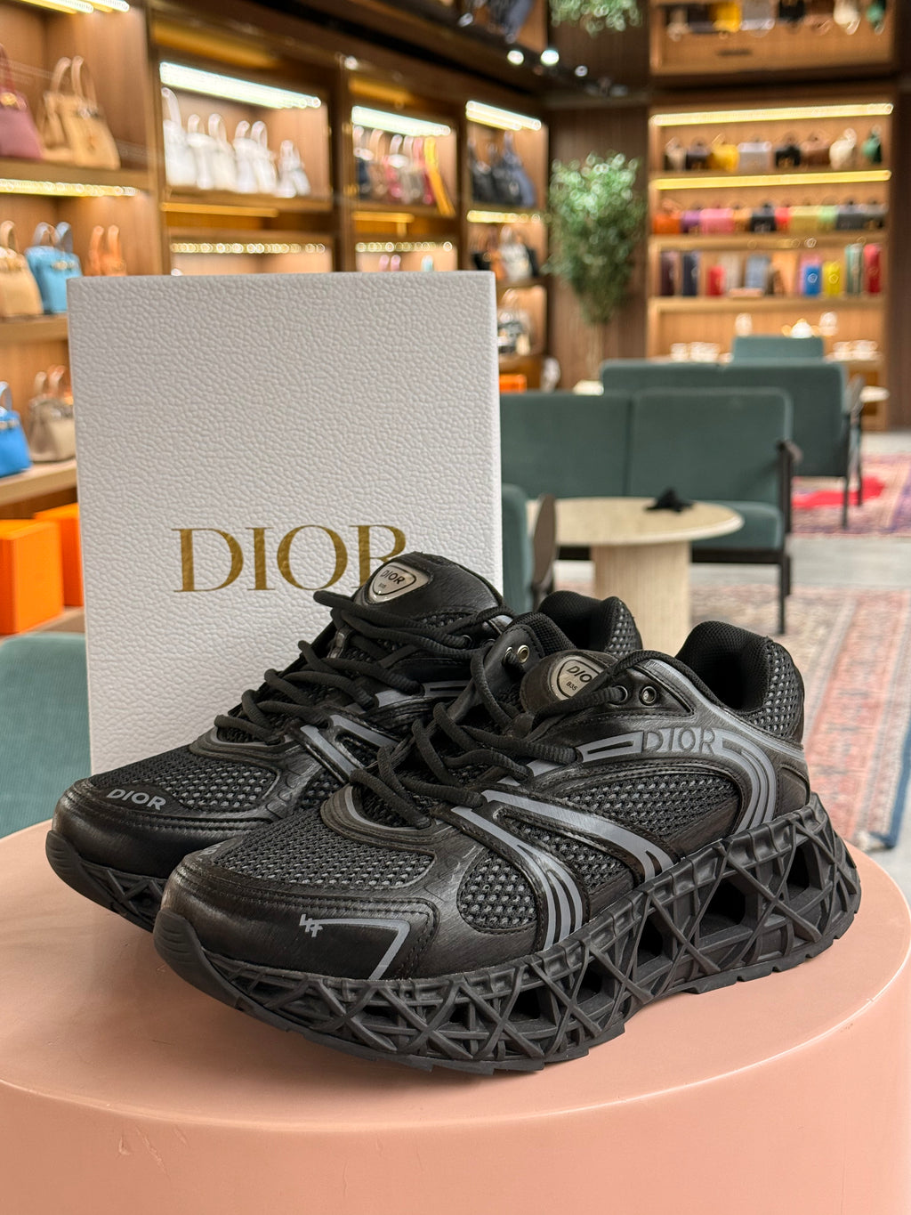 Dior | B23 High-Top Sneakers – Mesh and Rubber – Black – Black Hardware
