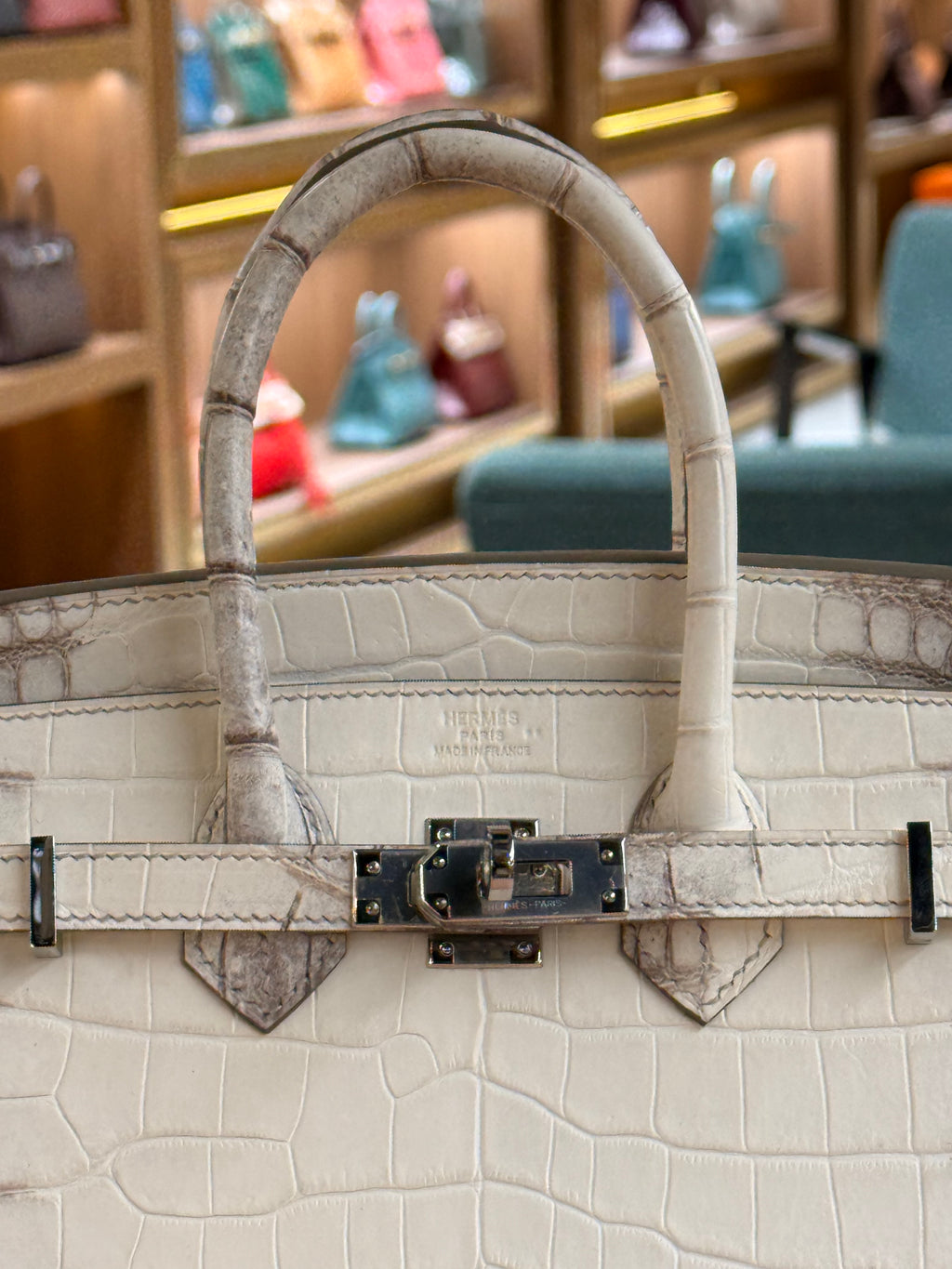 Hermes | Birkin (25) – Crocodile – Himalaya – Palladium Hardware