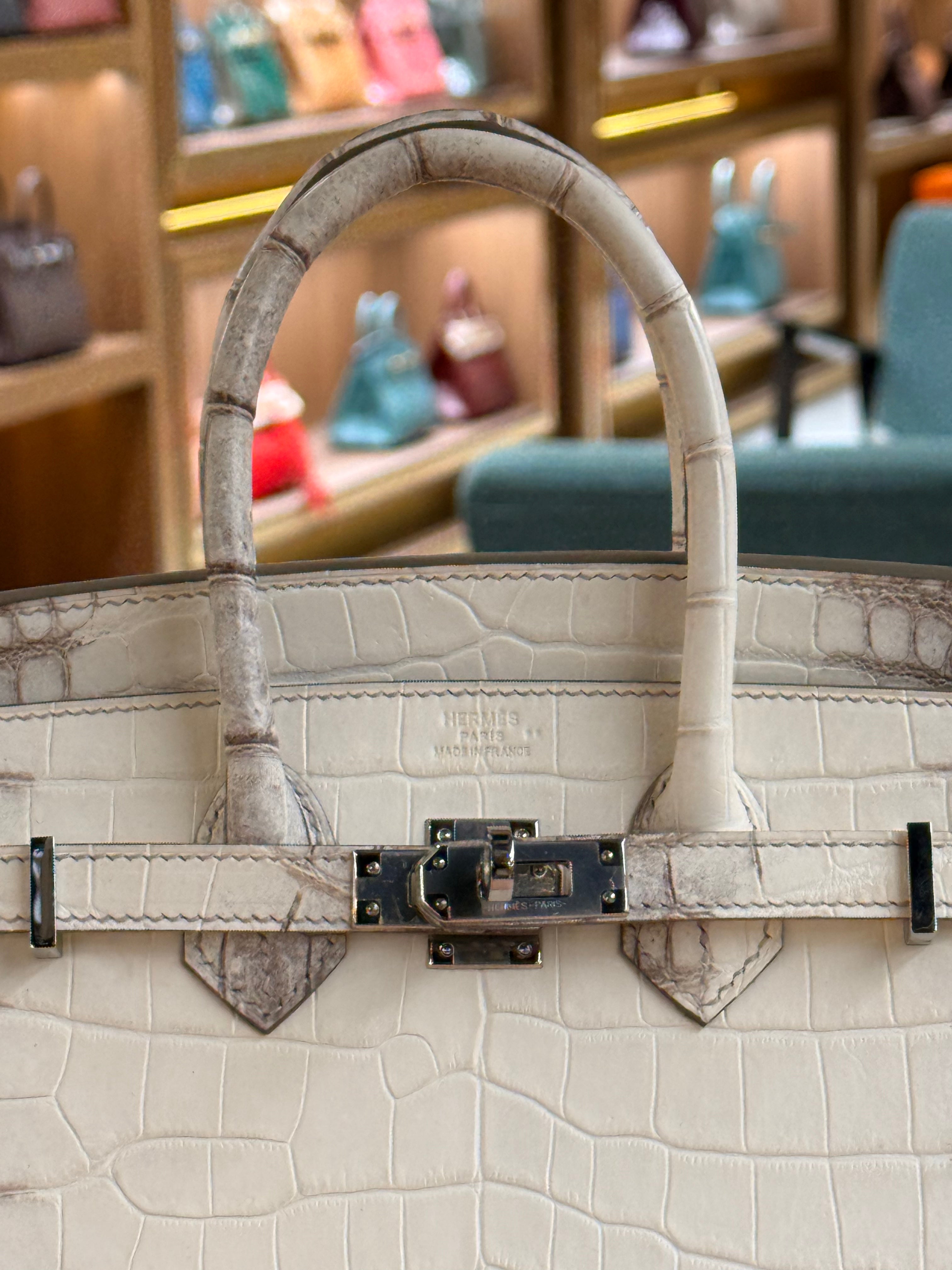 Hermes | Birkin (25) – Crocodile – Himalaya – Palladium Hardware