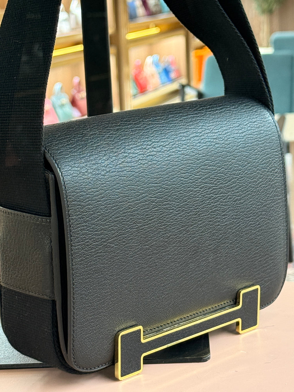 Hermes | Herbag Geta – Leather – Black – Gold Hardware