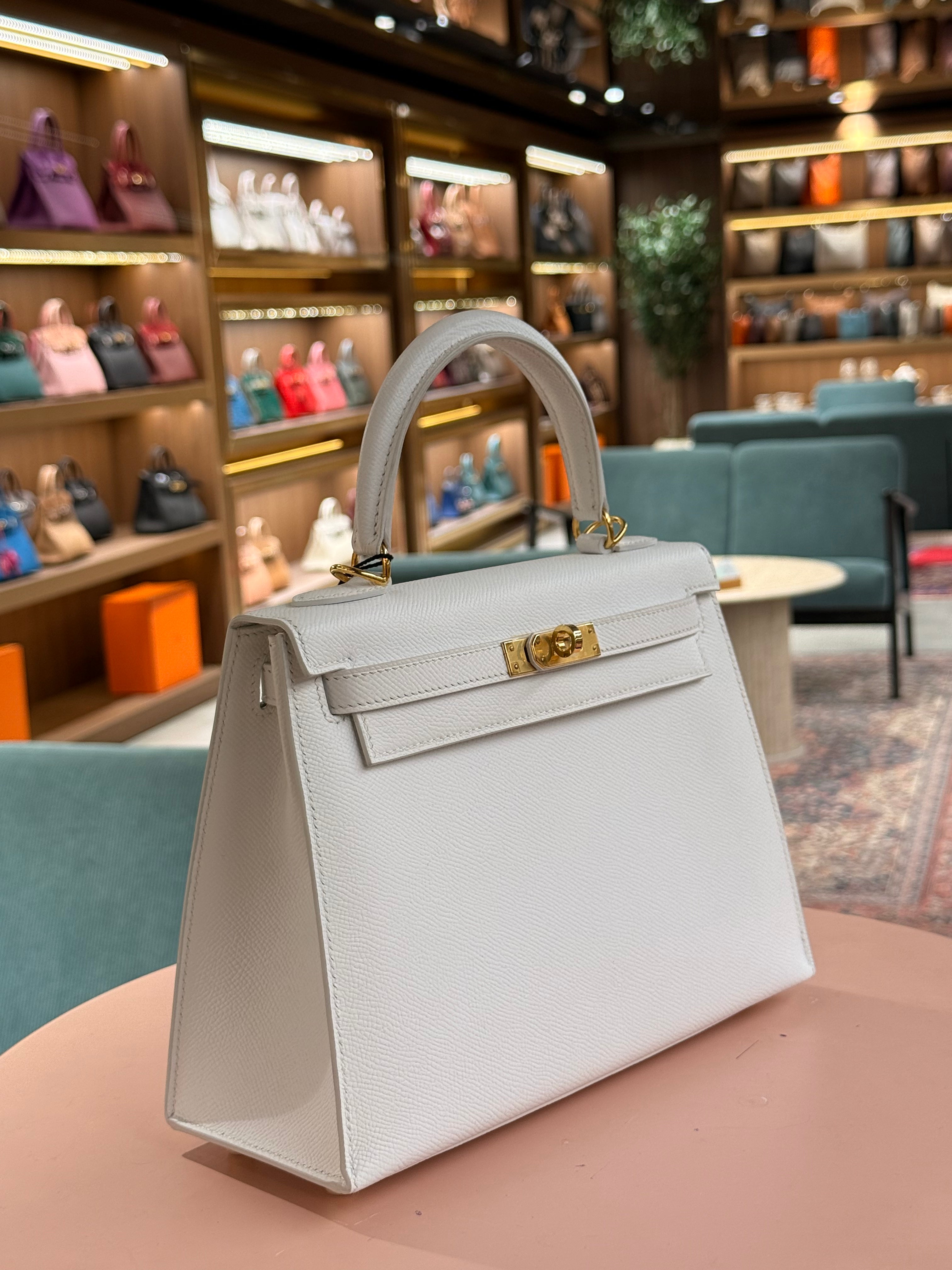 Hermes | Kelly (25) – Epsom – White – Gold Hardware