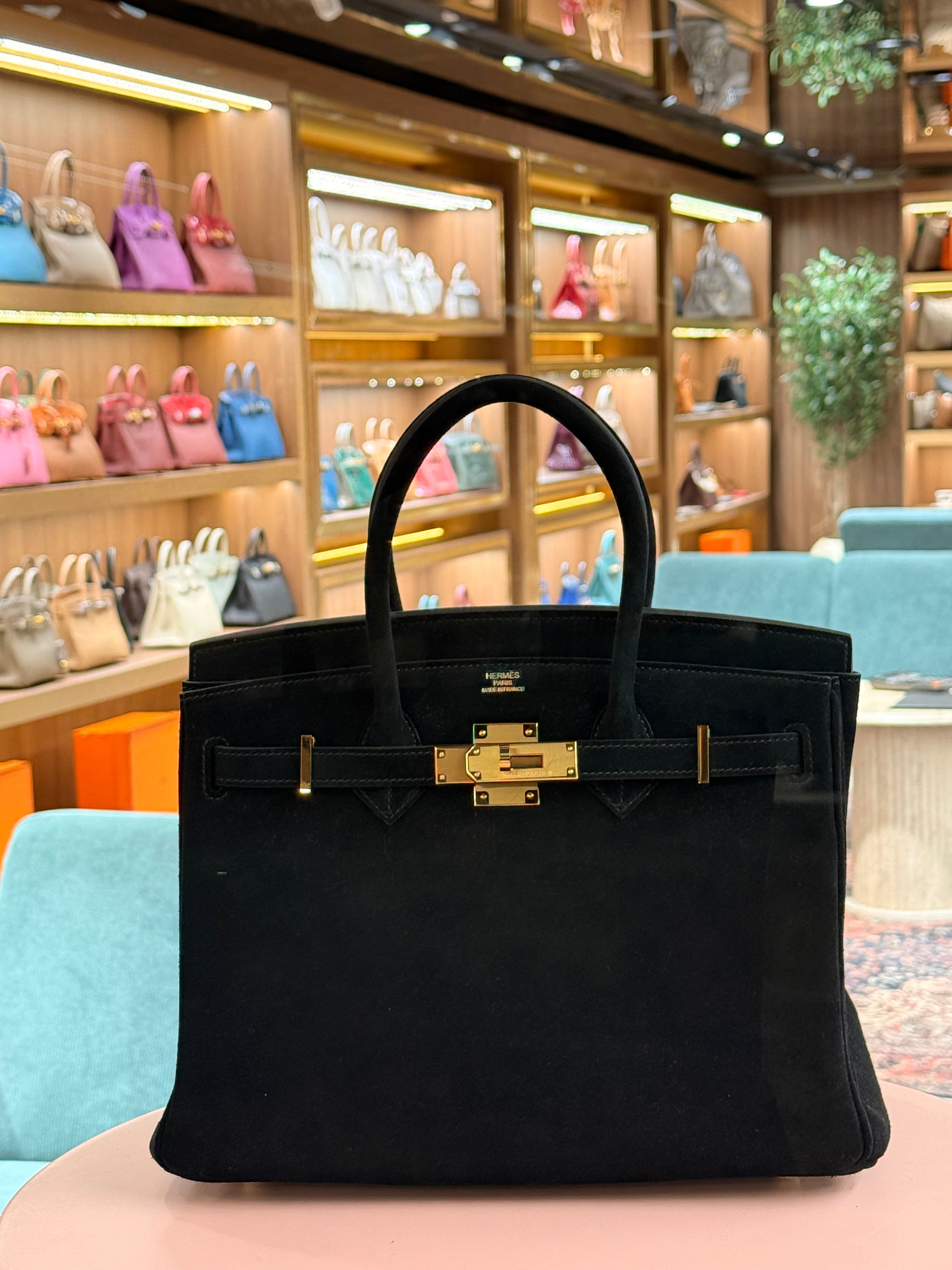 Hermes | Birkin (30) – Suede – Black – Gold Hardware