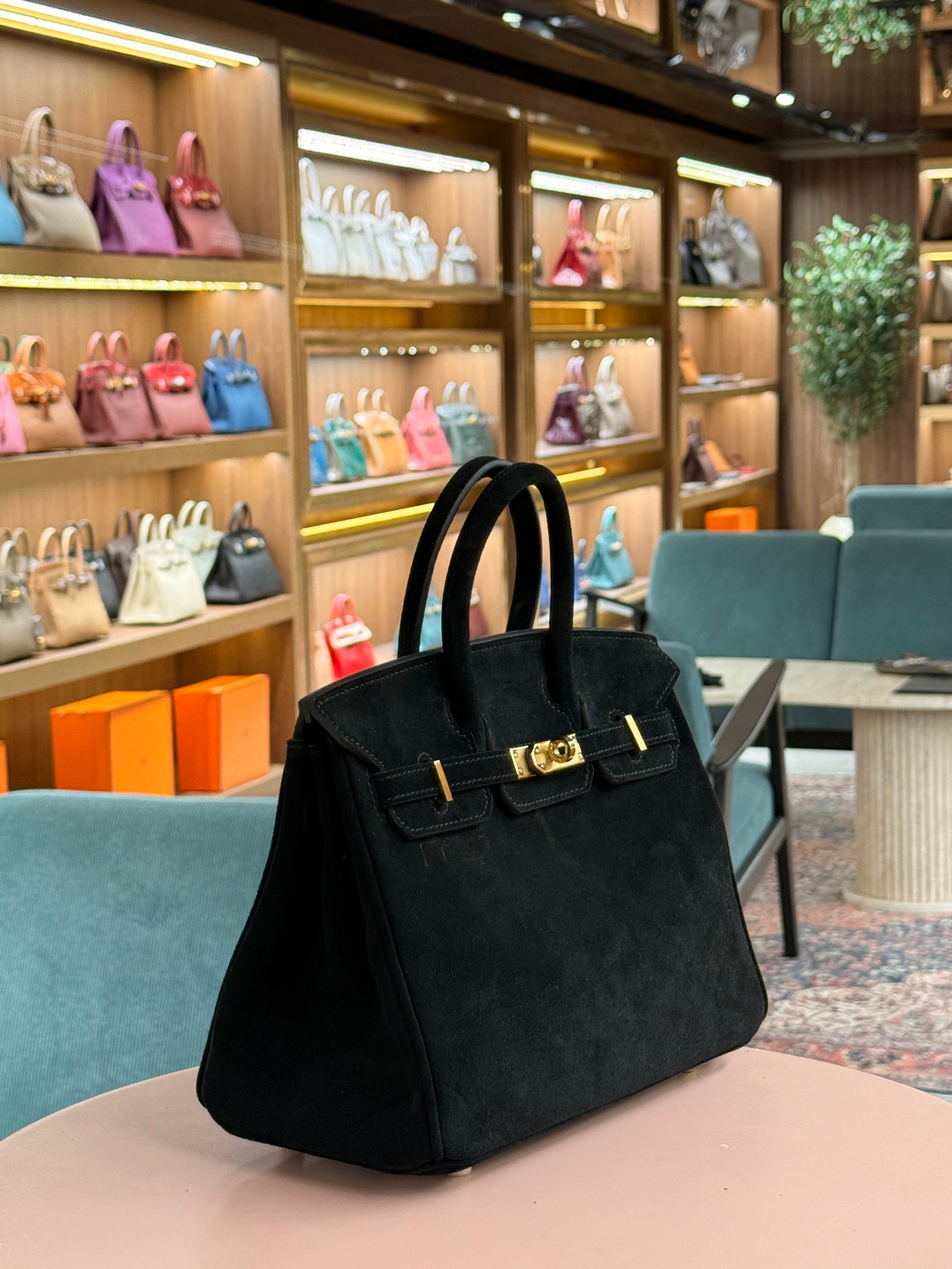 Hermes | Birkin (25) – Suede – Black – Gold Hardware