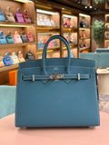 Hermes | Kelly (25) – Epsom – Bleu Brume – Palladium Hardware