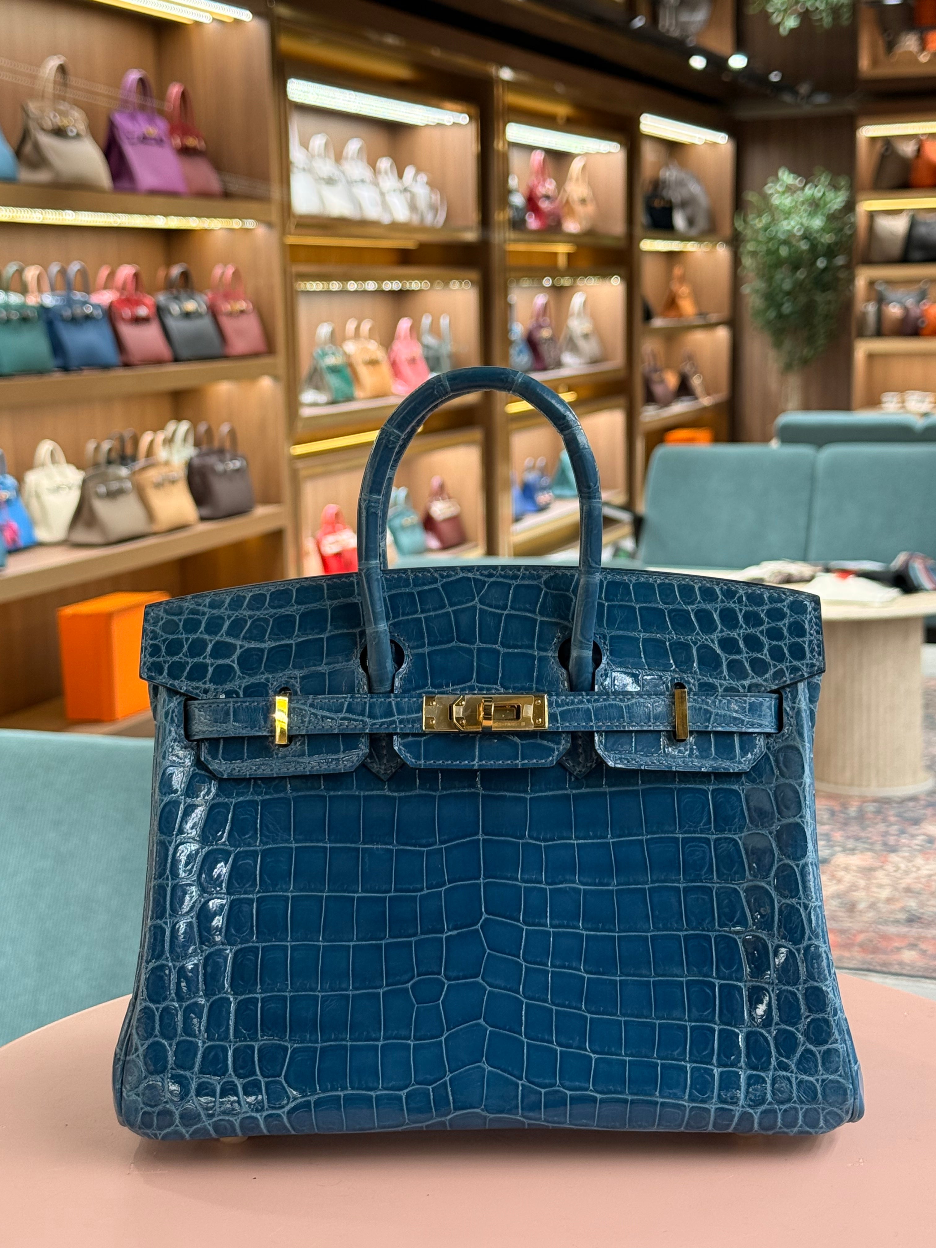 Hermes | Birkin (25) – Crocodile – Bleu Brume – Gold Hardware