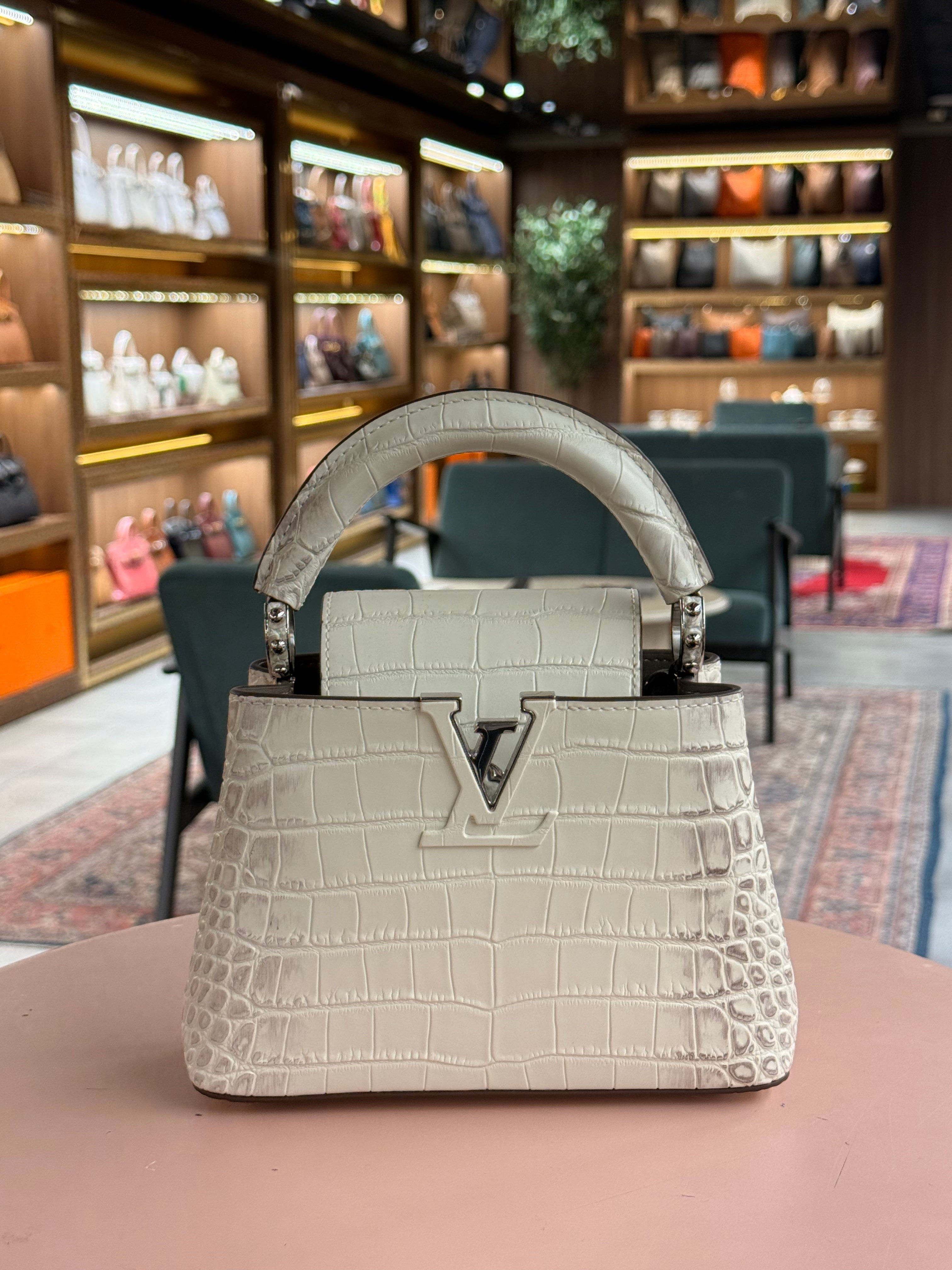 Louis Vuitton | Capucines (Mini) – Crocodile Leather – Cream – Silver Hardware