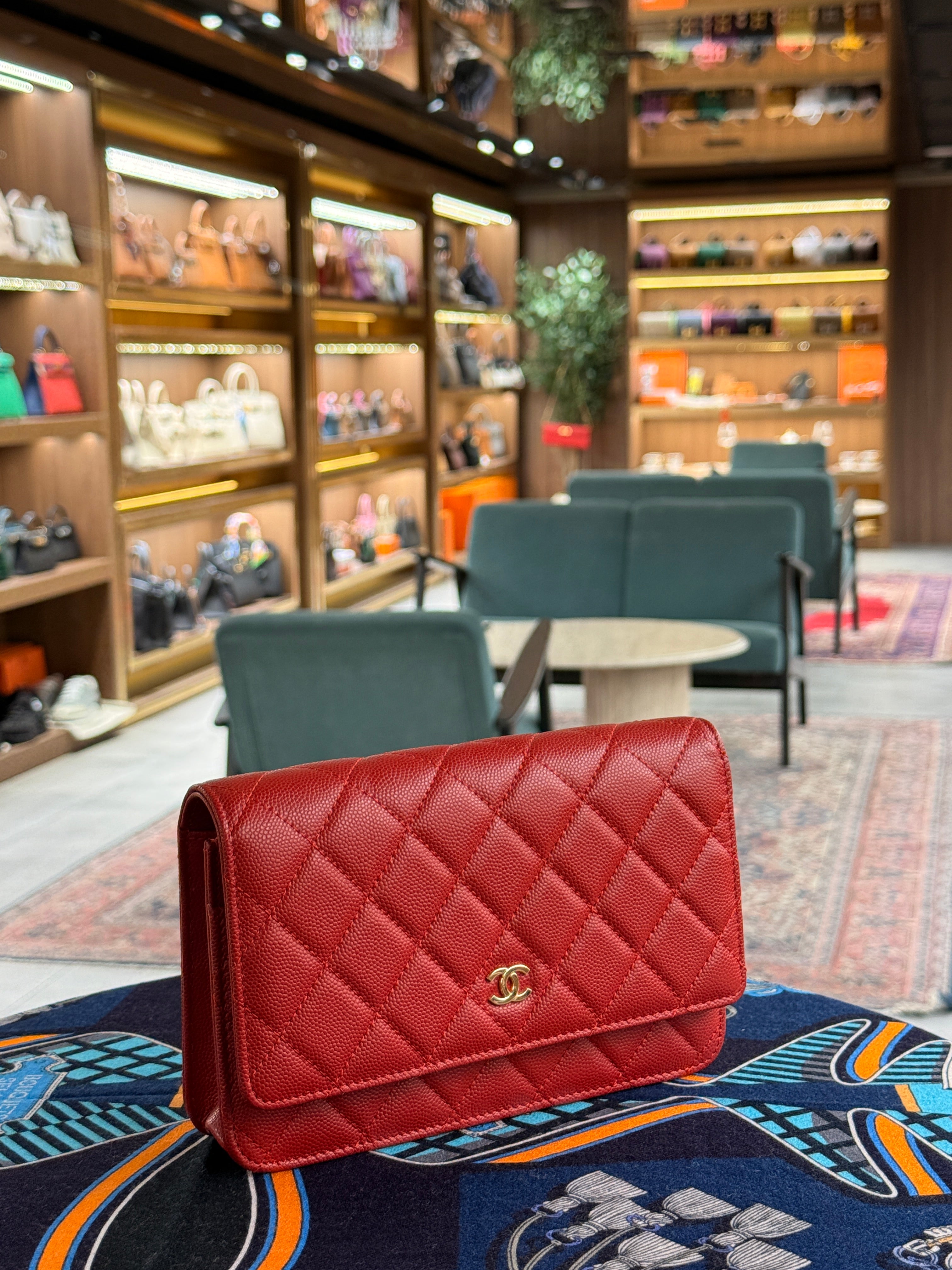 Chanel | Wallet on Chain (20) – Caviar – Red – Gold Hardware