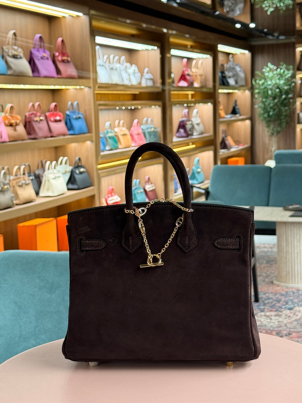 Hermes | Birkin (25) – Suede – Brown – Gold Hardware