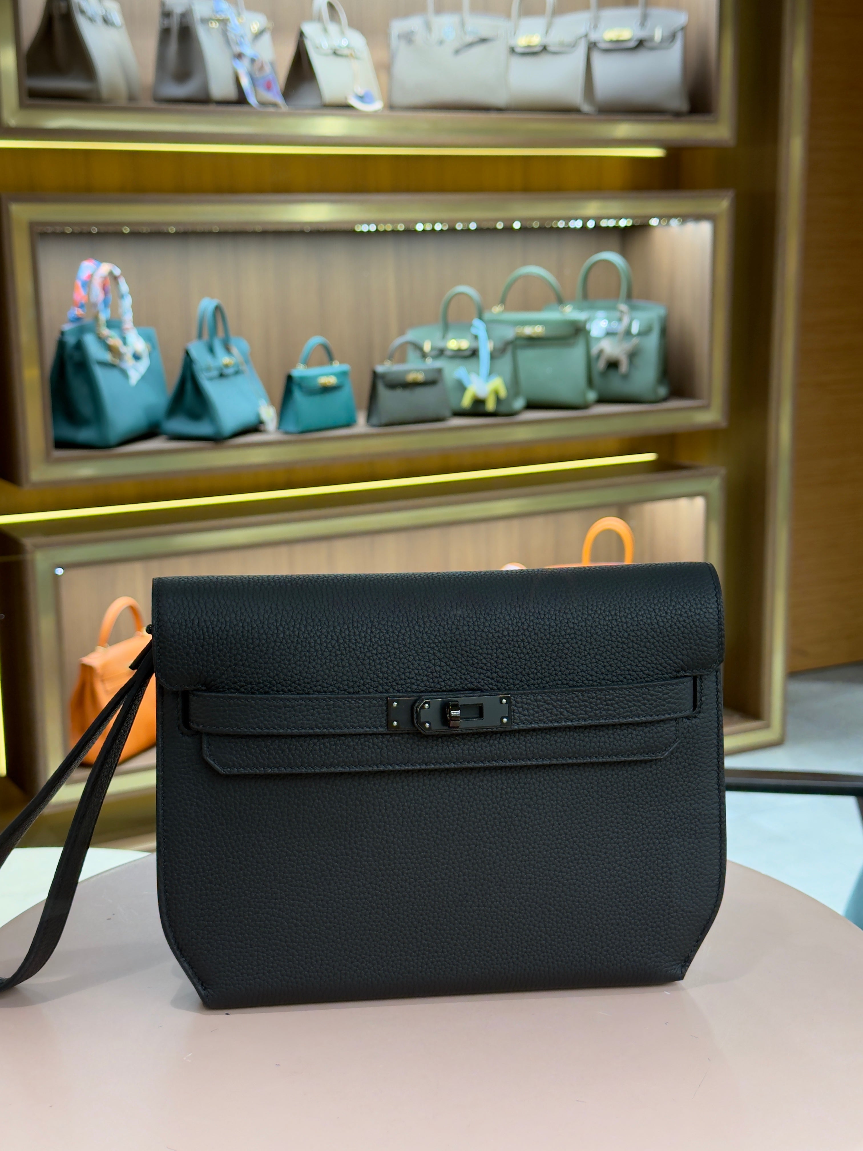 Hermes | Kelly Depeche – Togo – Black – Gold Hardware