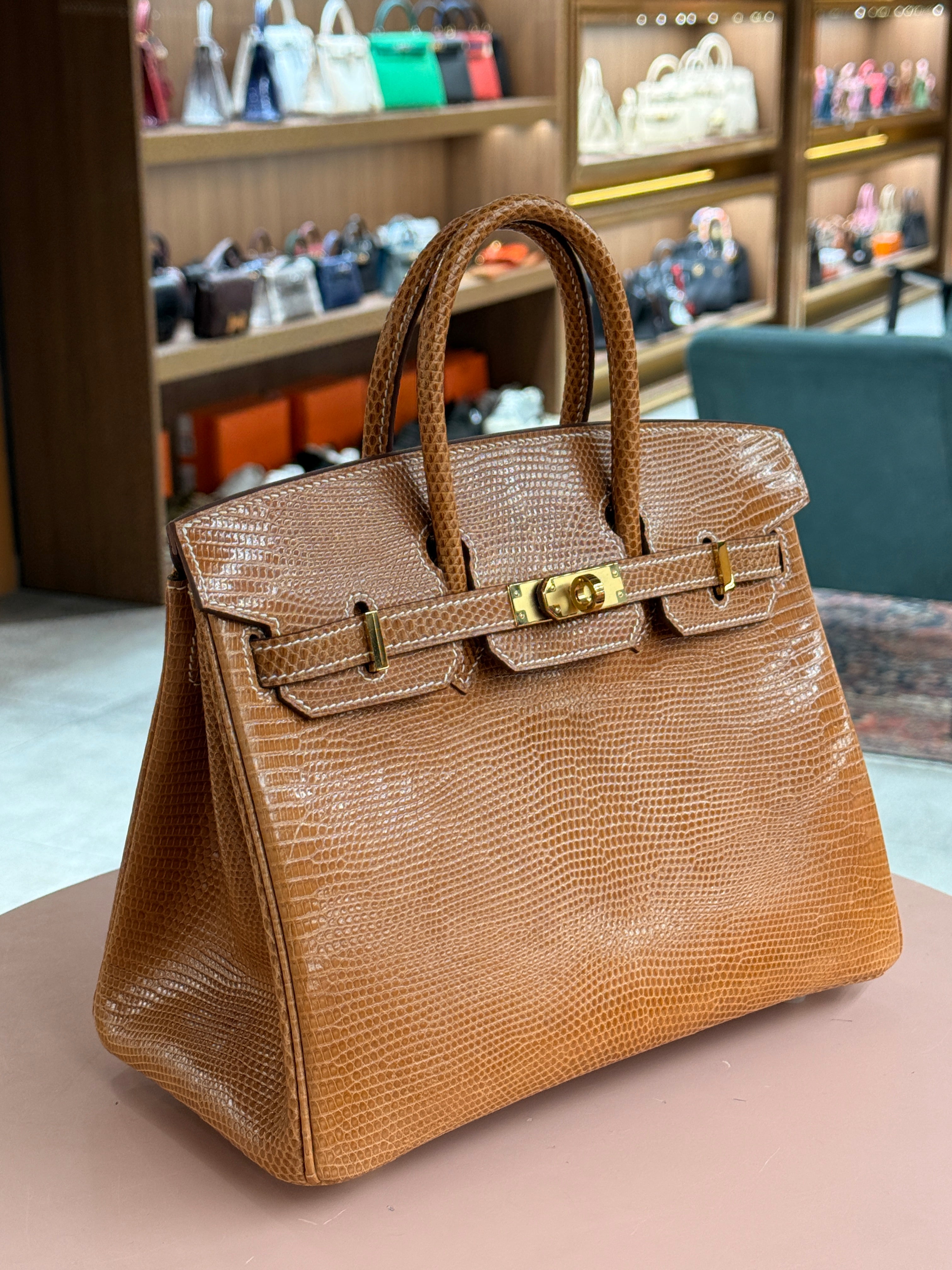 Hermes | Birkin (25) – Lizard – Gold – Gold Hardware