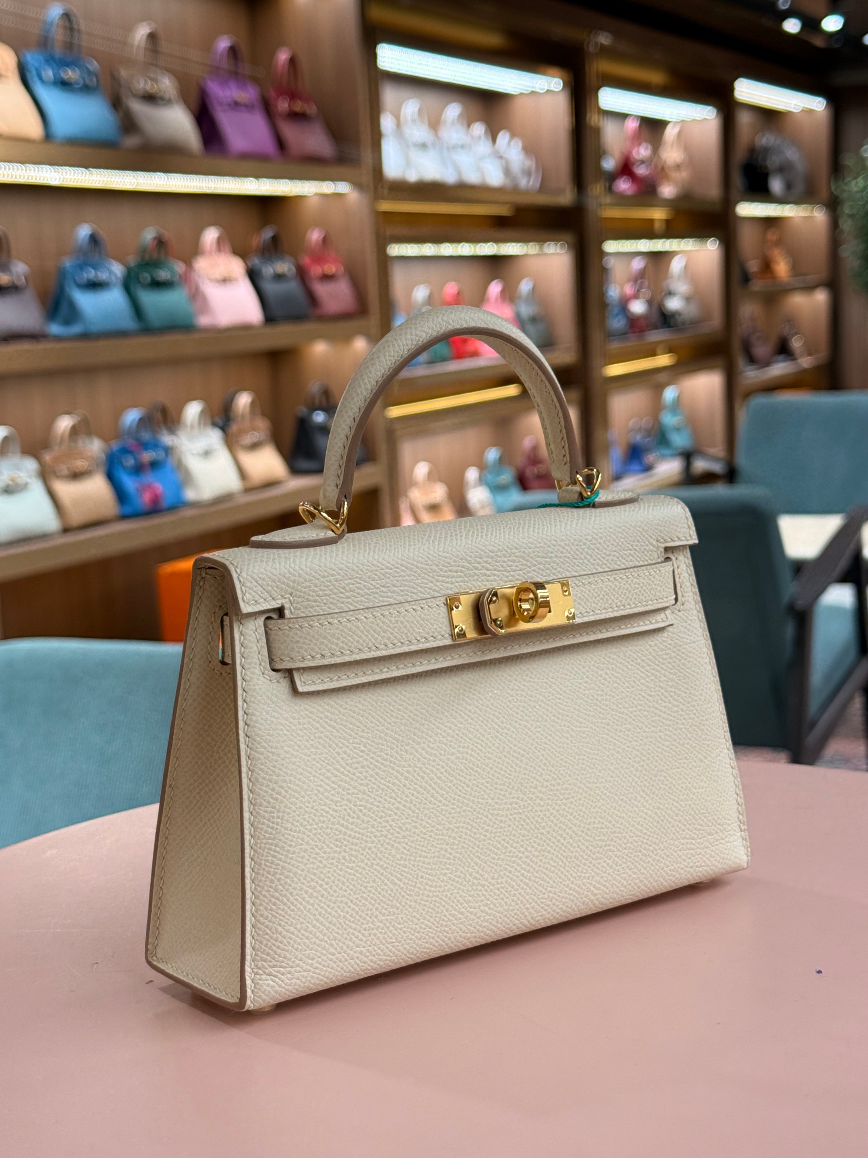 Hermes | Kelly (Mini) – Epsom – Creme – Gold Hardware