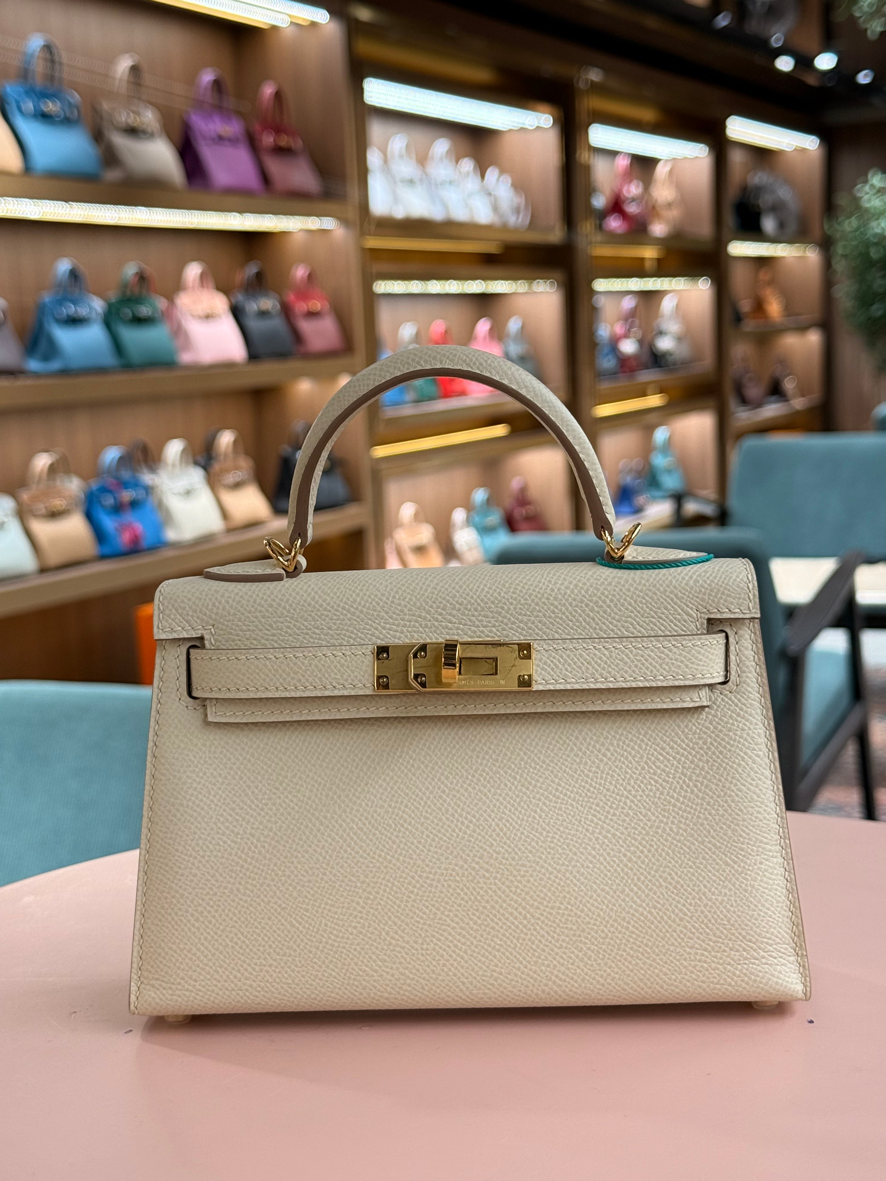 Hermes | Kelly (Mini) – Epsom – Creme – Gold Hardware
