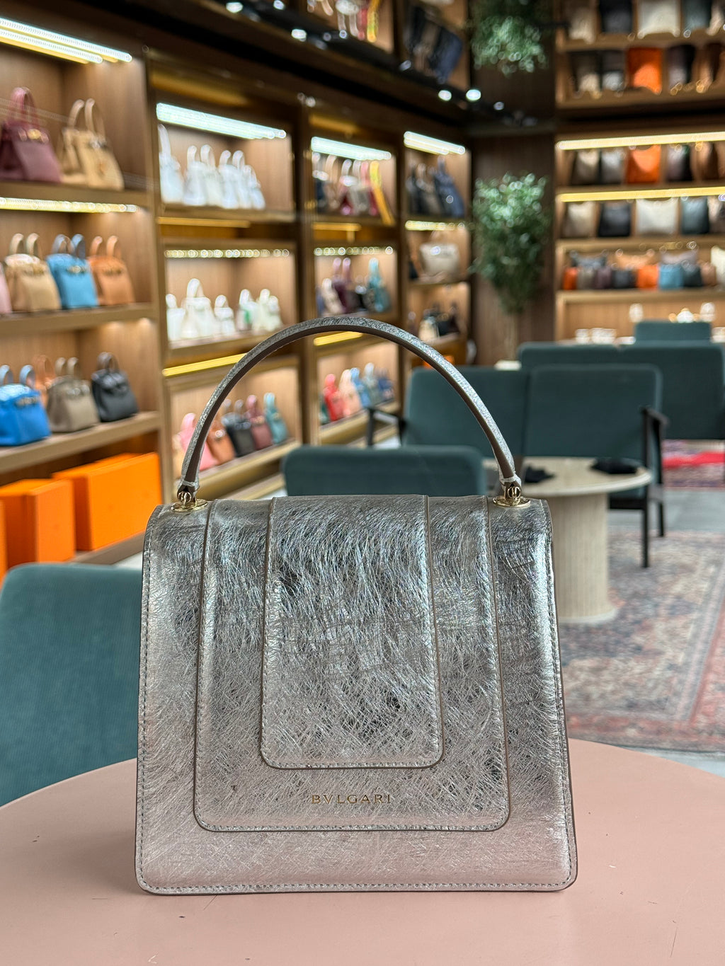 Bulgari | Serpenti Forever Top Handle (19) – Leather – Silver – Gold Hardware