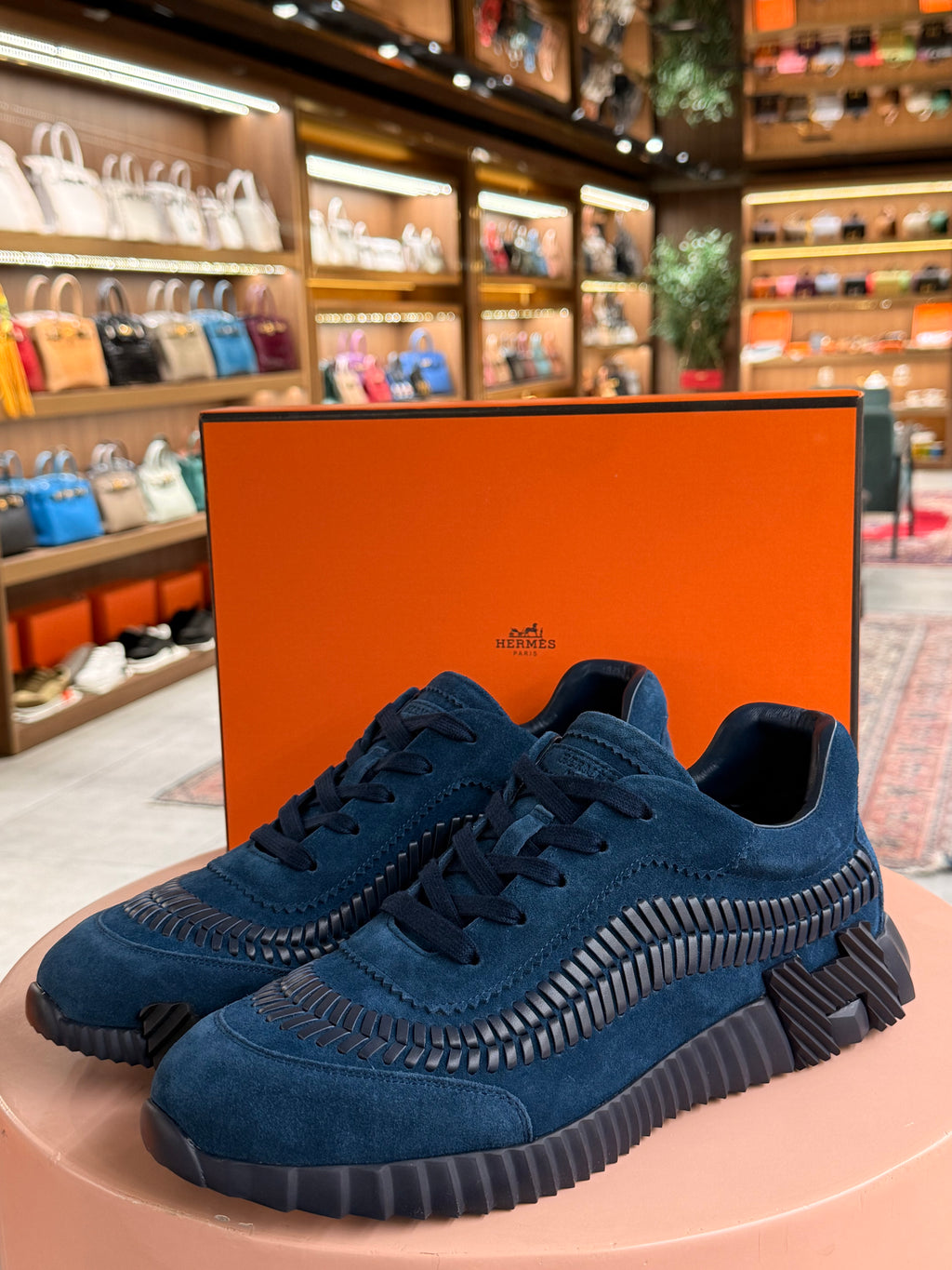 Hermes | Bouncing – Suede – Bleu Nuit – Black Hardware