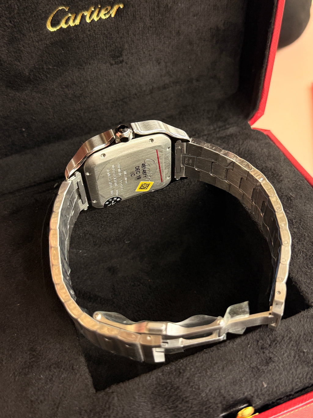 Cartier | Santos Man Watch – Stainless Steel – Black – Silver Hardware
