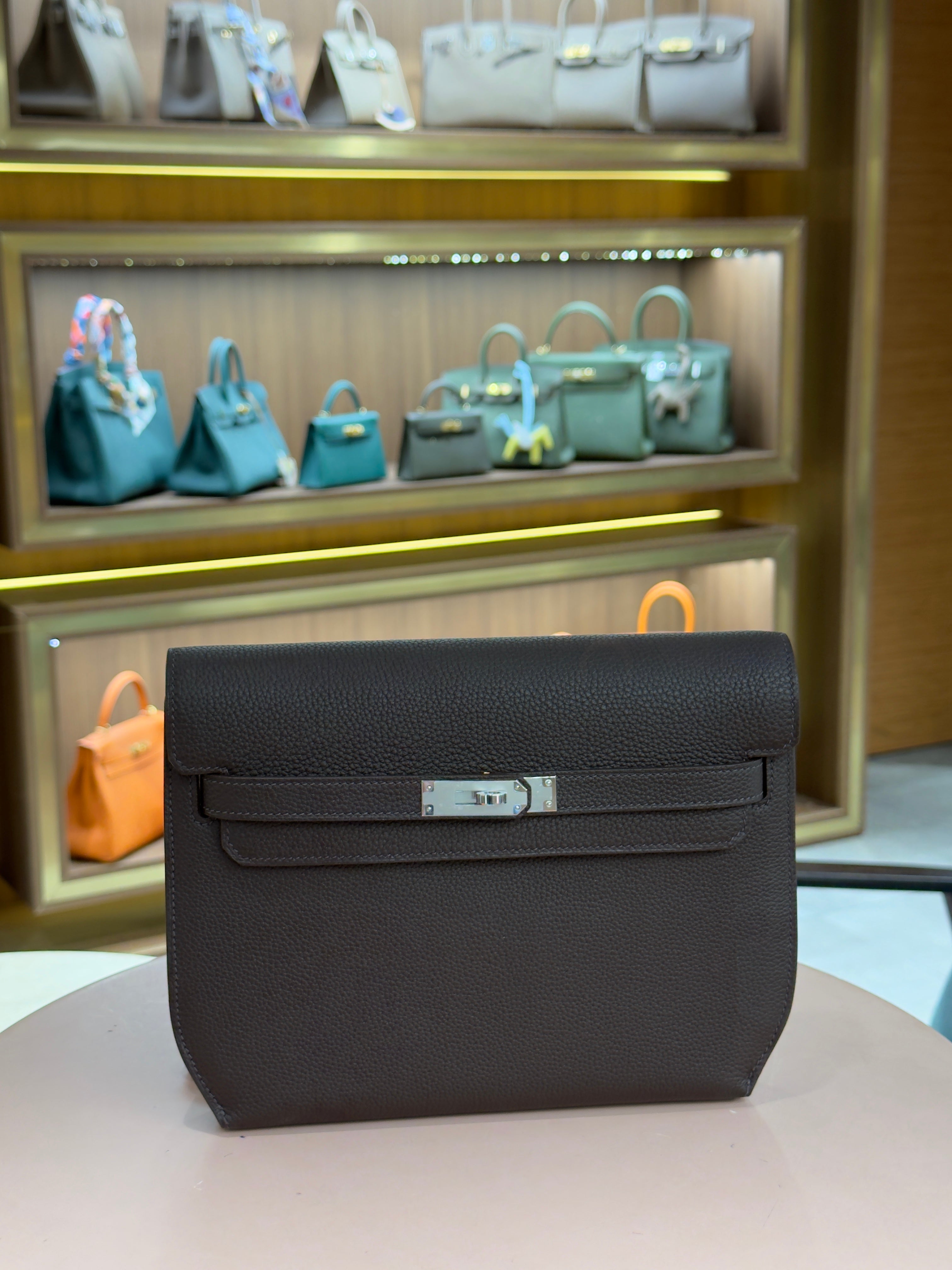 Hermes | Kelly Depeche – Togo – Noir – Palladium Hardware