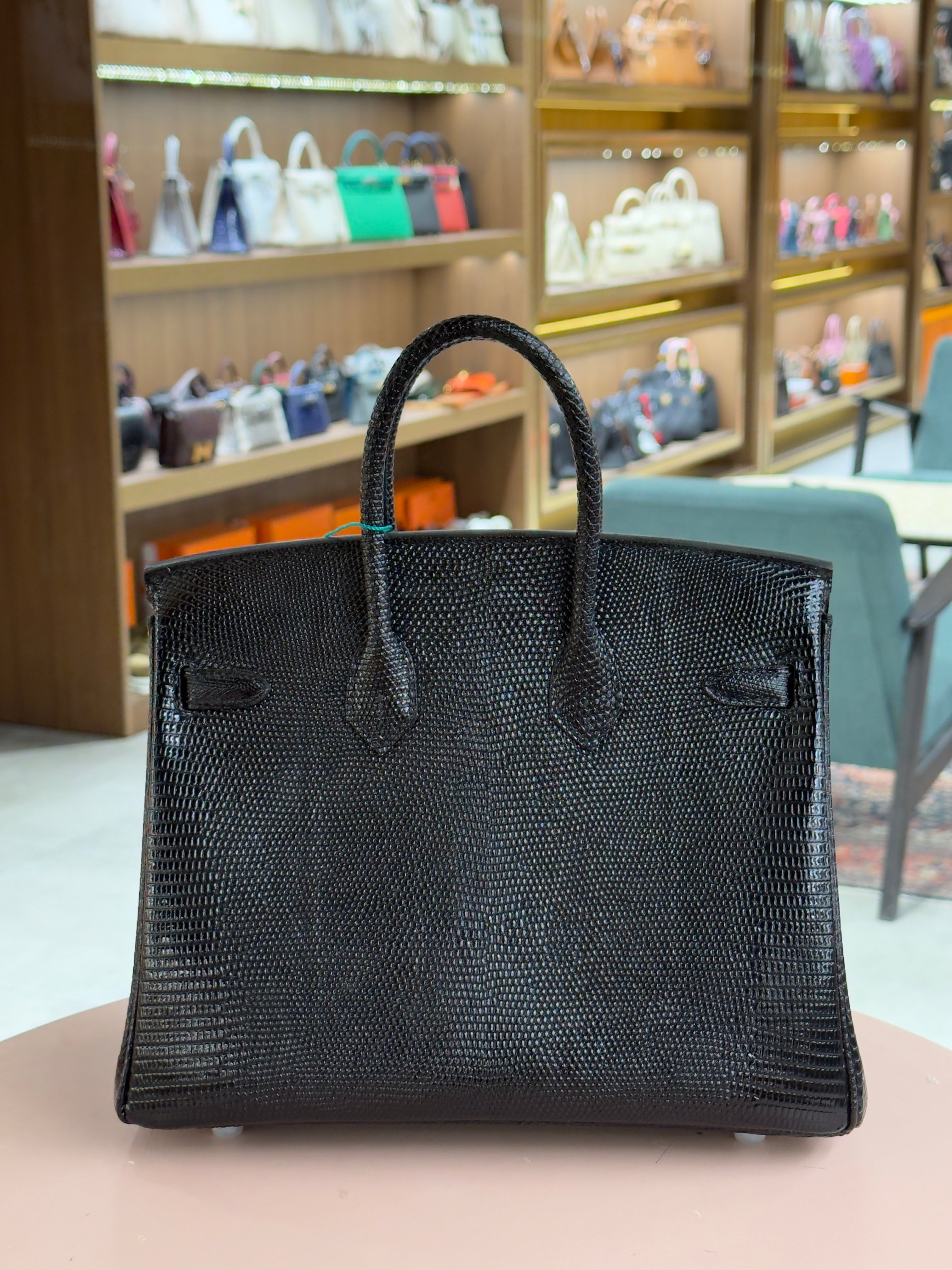 Hermes | Birkin (25) – Lizard – Black – Palladium Hardware
