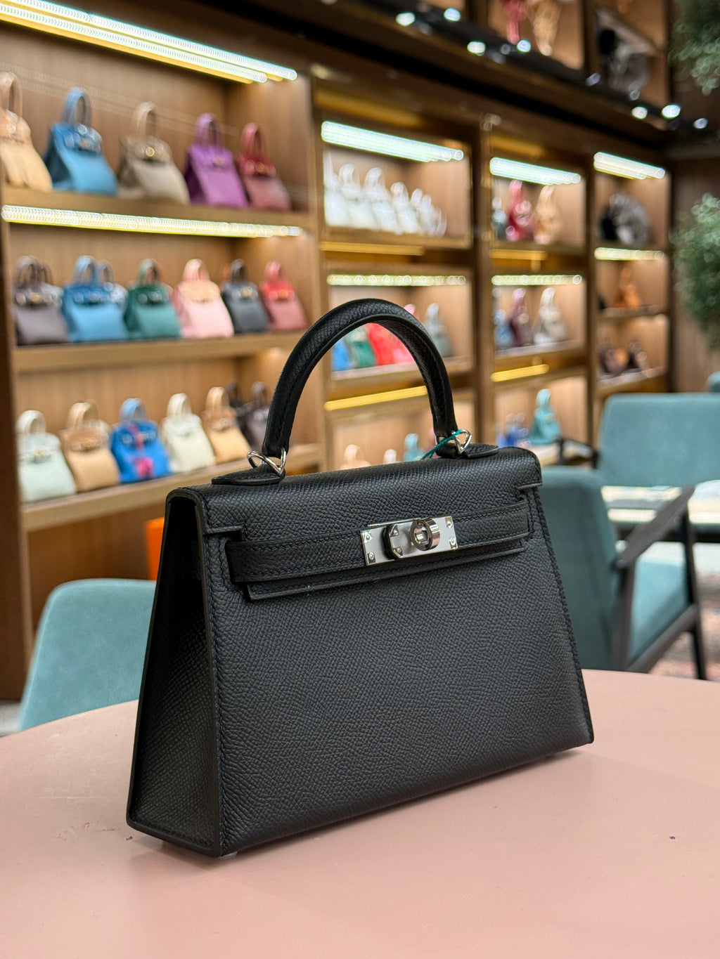 Hermes | Kelly (Mini) – Epsom – Black – Palladium Hardware