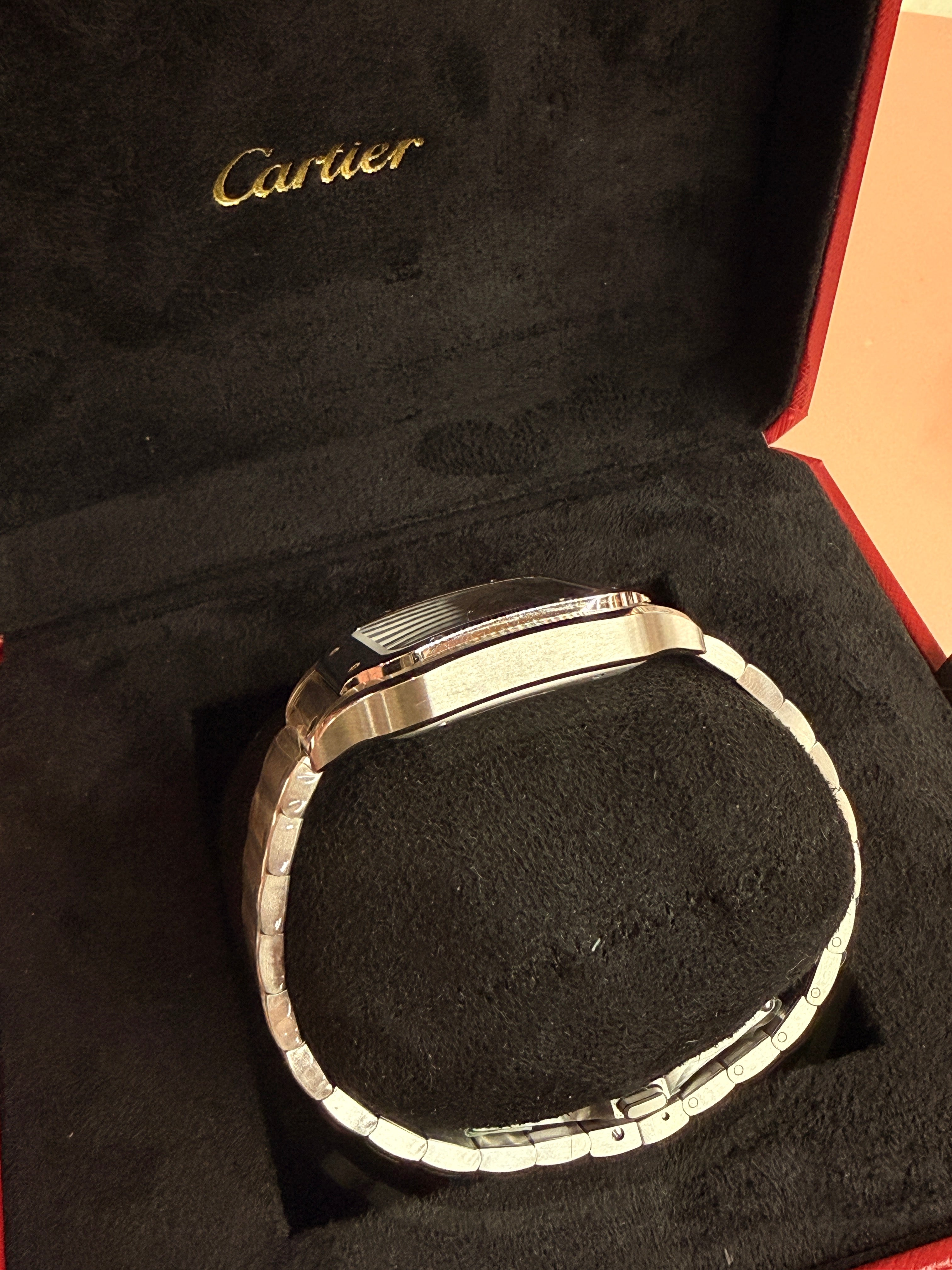 Cartier | Santos Man Watch – Stainless Steel – Green – Silver Hardware