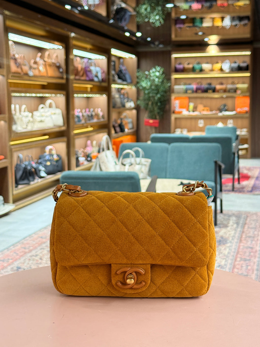 Chanel | Classic Flap Bag (Small) – Suede – Mustard – Gold Hardware