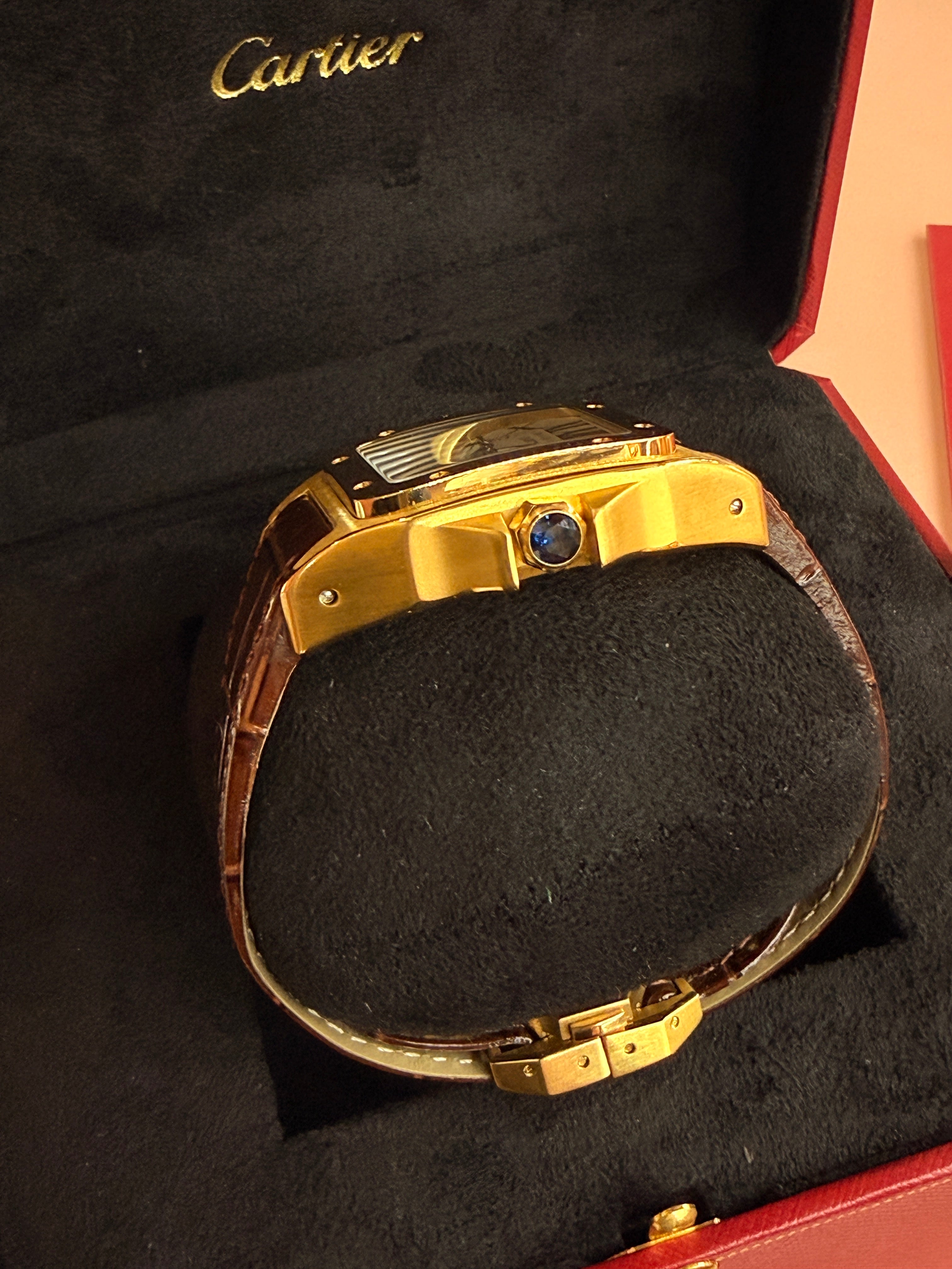 Cartier | Santos Man Watch – Gold – Brown – Gold Hardware