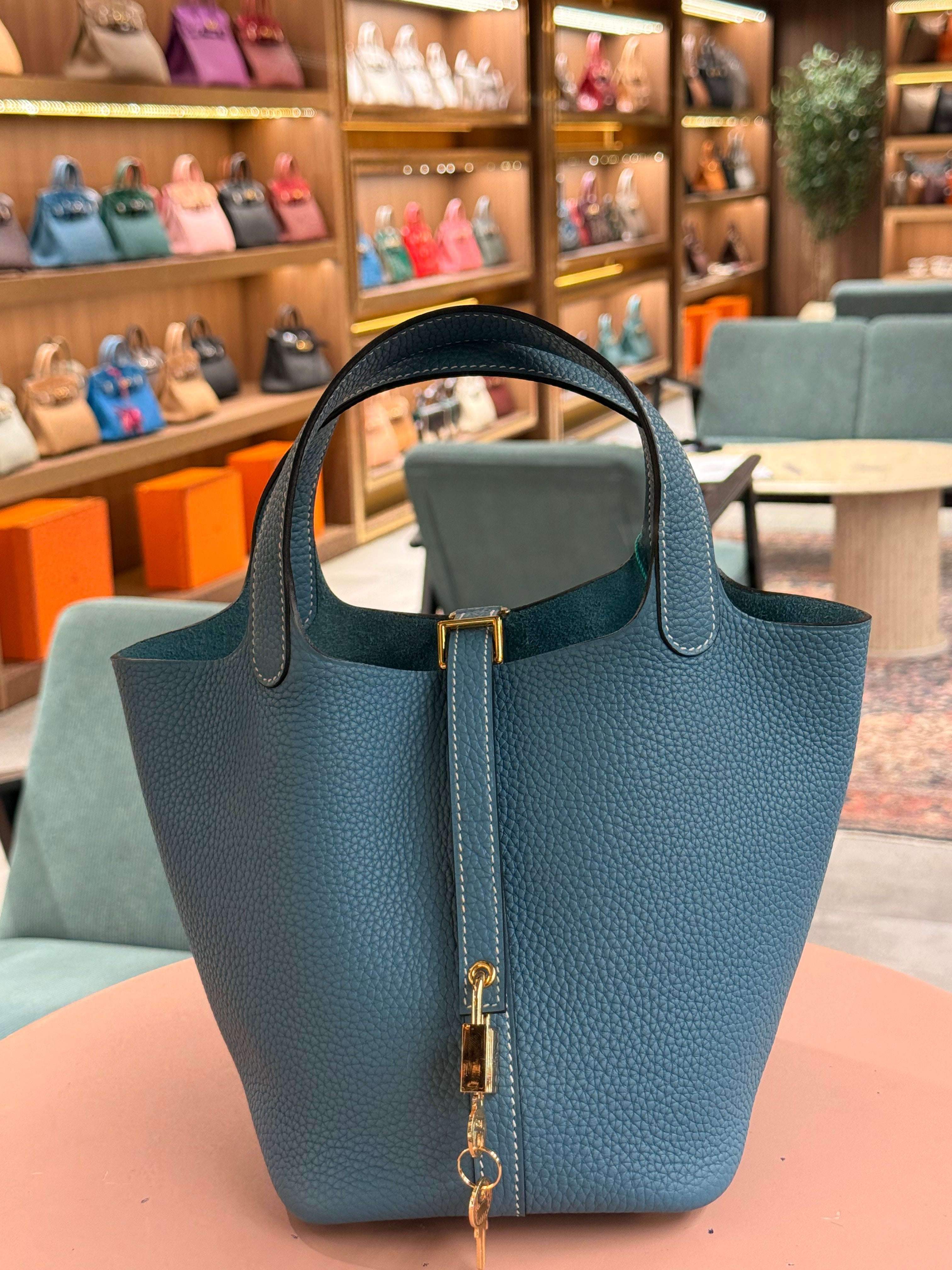 Hermes | Picotin (PM) – Taurillon Clemence – Bleu Agate – Gold Hardware