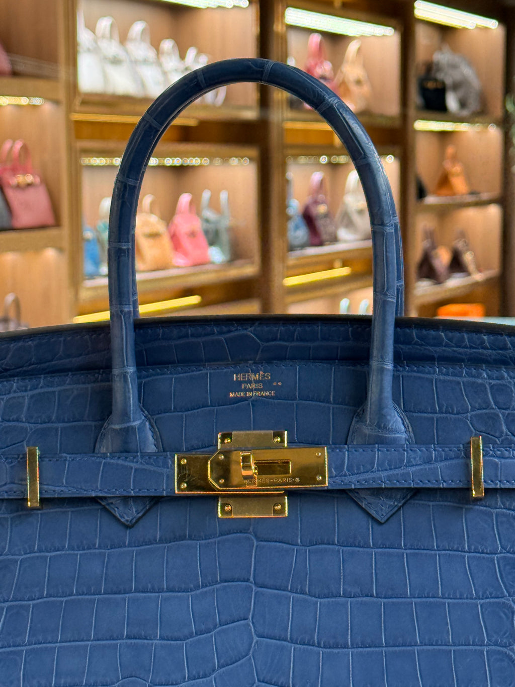Hermes | Birkin (30) – Crocodile – Blue – Gold Hardware
