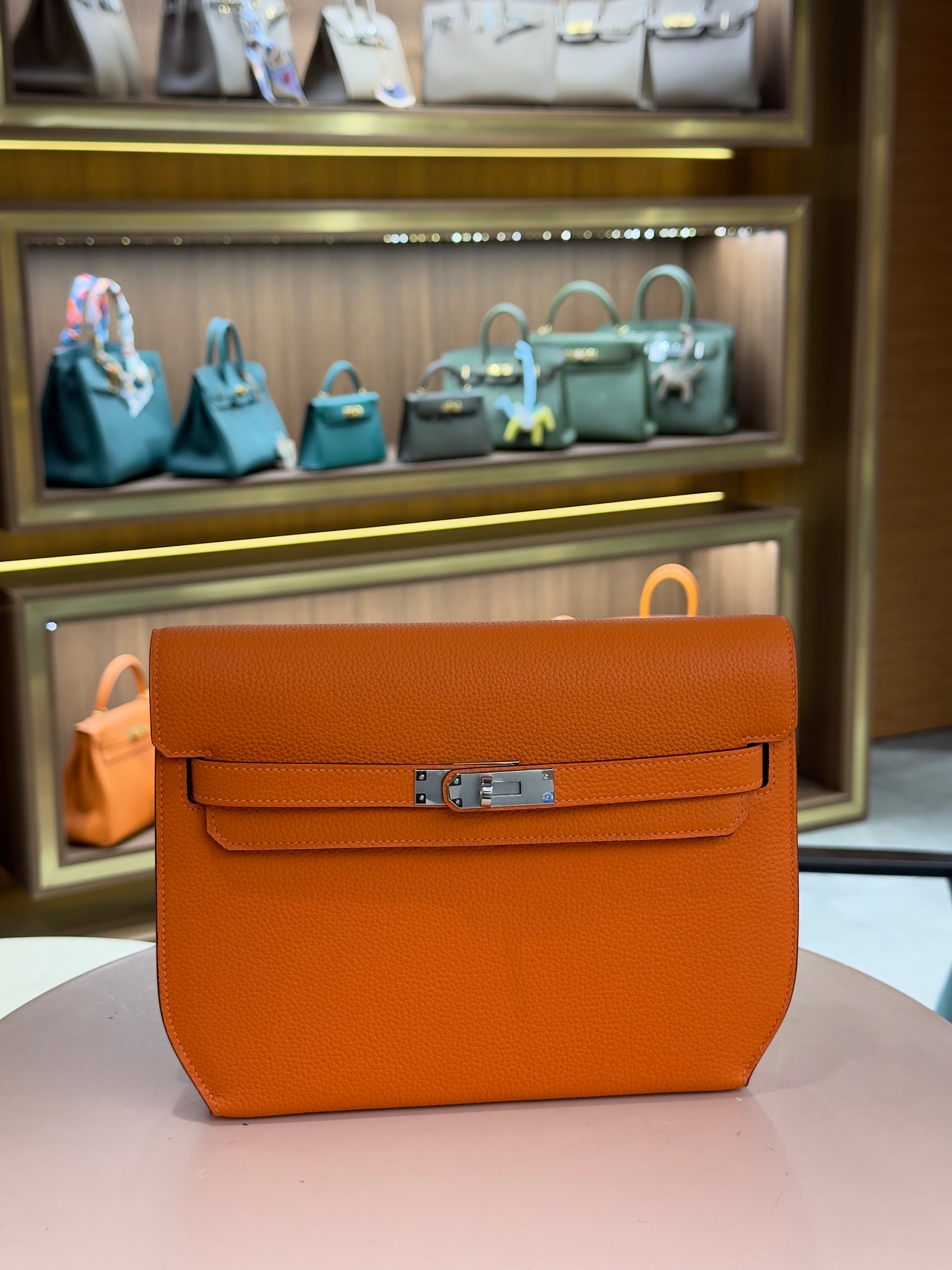 Hermes | Kelly Depeche – Togo – Orange – Palladium Hardware