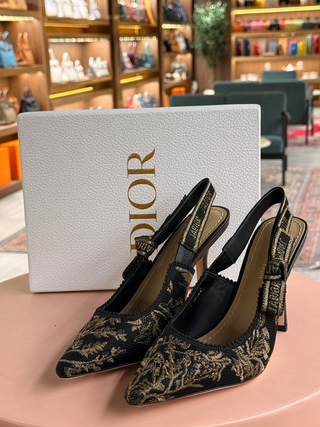 Dior | J'Adior-Pump – Fabric – Black/Gold – Gold Hardware